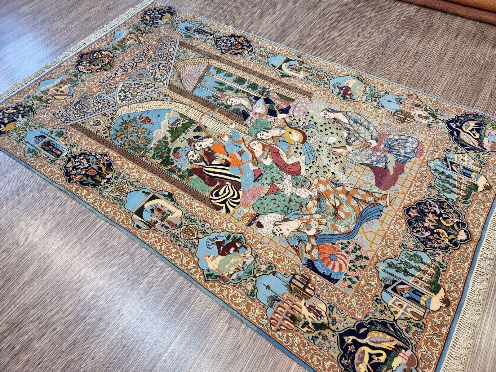 Isfahan Perserteppich 244 × 150 cm aus Wolle & Seide, handgeknüpft