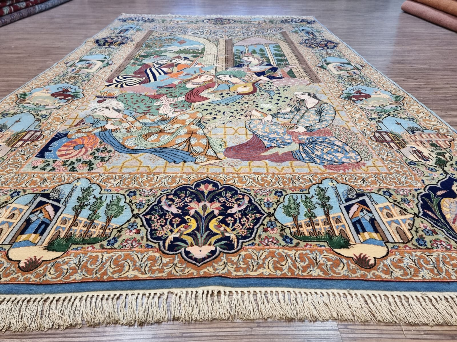 Isfahan Perserteppich 244 × 150 cm aus Wolle & Seide, handgeknüpft