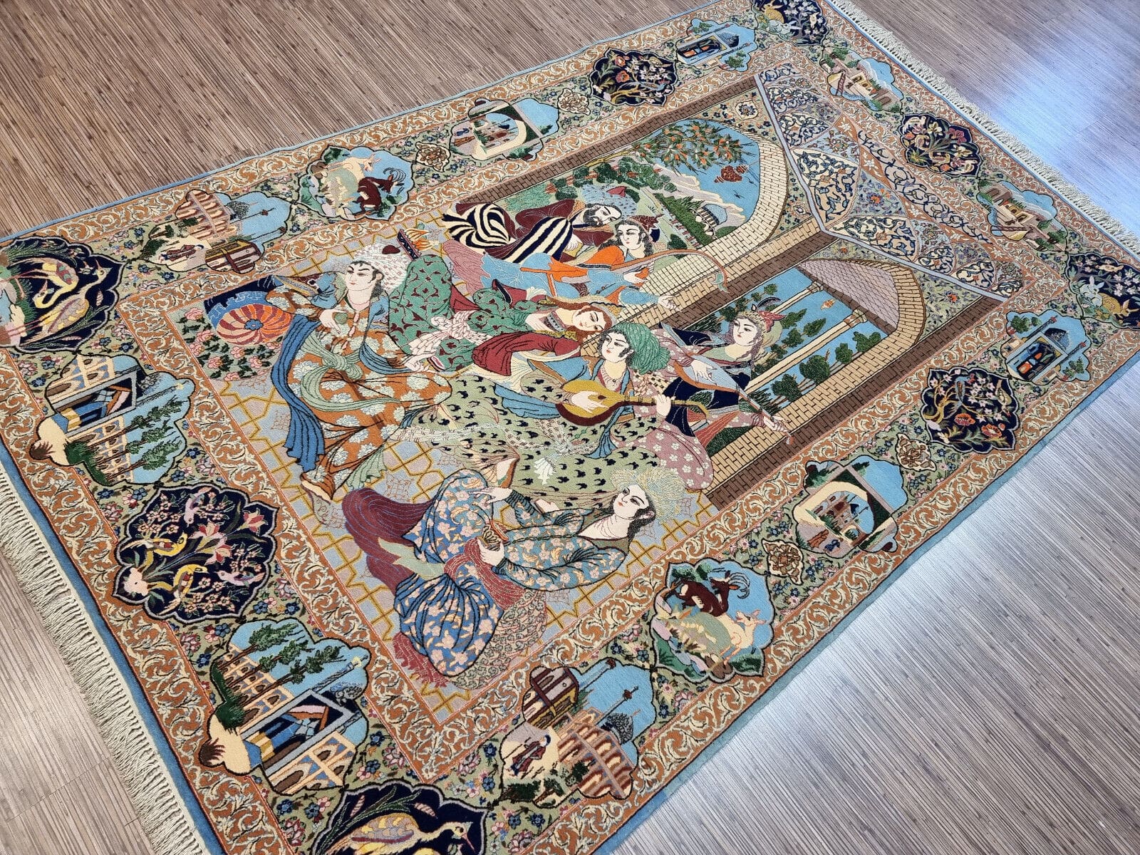 Isfahan Perserteppich 244 × 150 cm aus Wolle & Seide, handgeknüpft