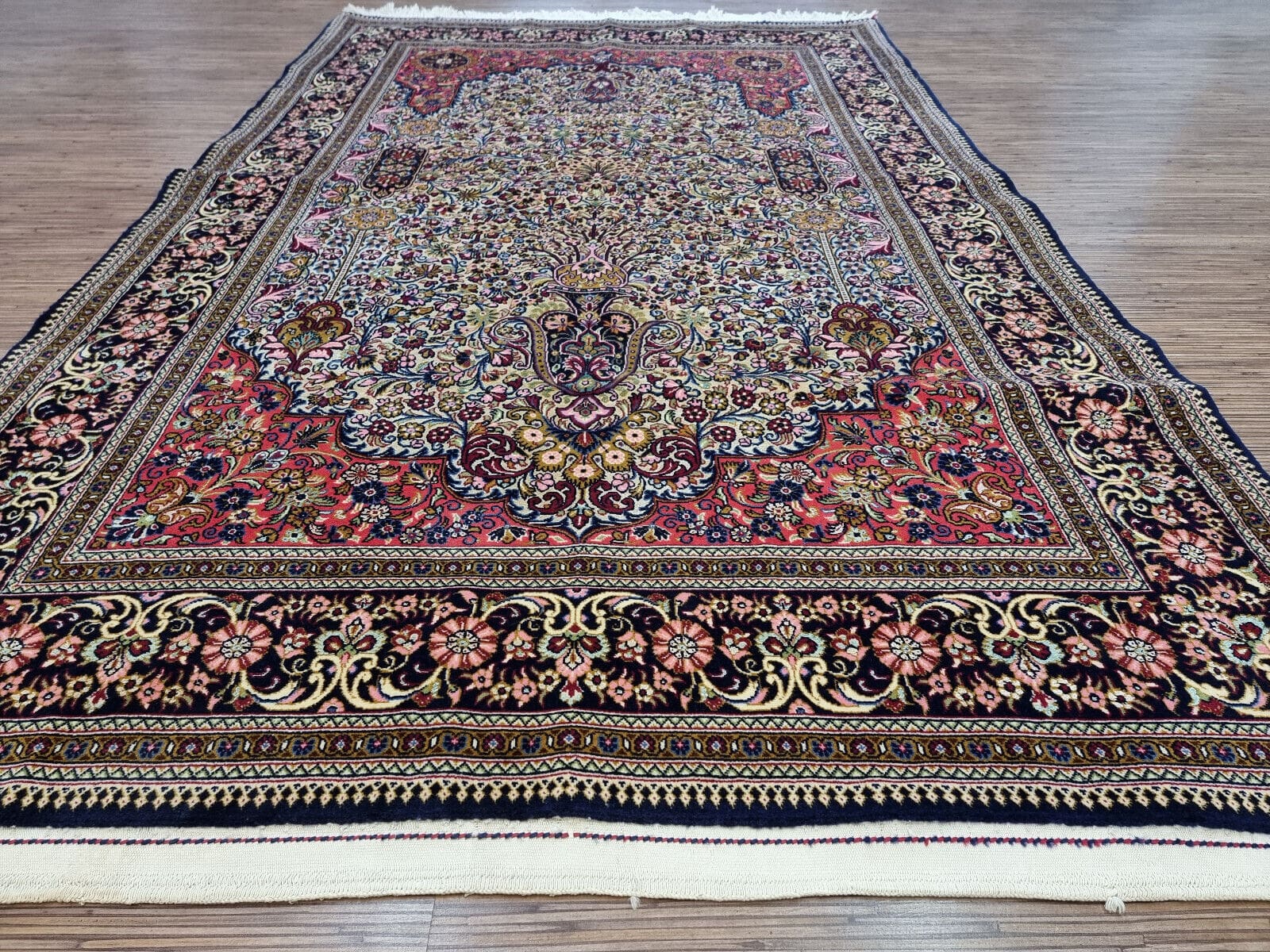 Handgeknüpfter Ghom Perserteppich, 229 × 138 cm, Wolle & Seide