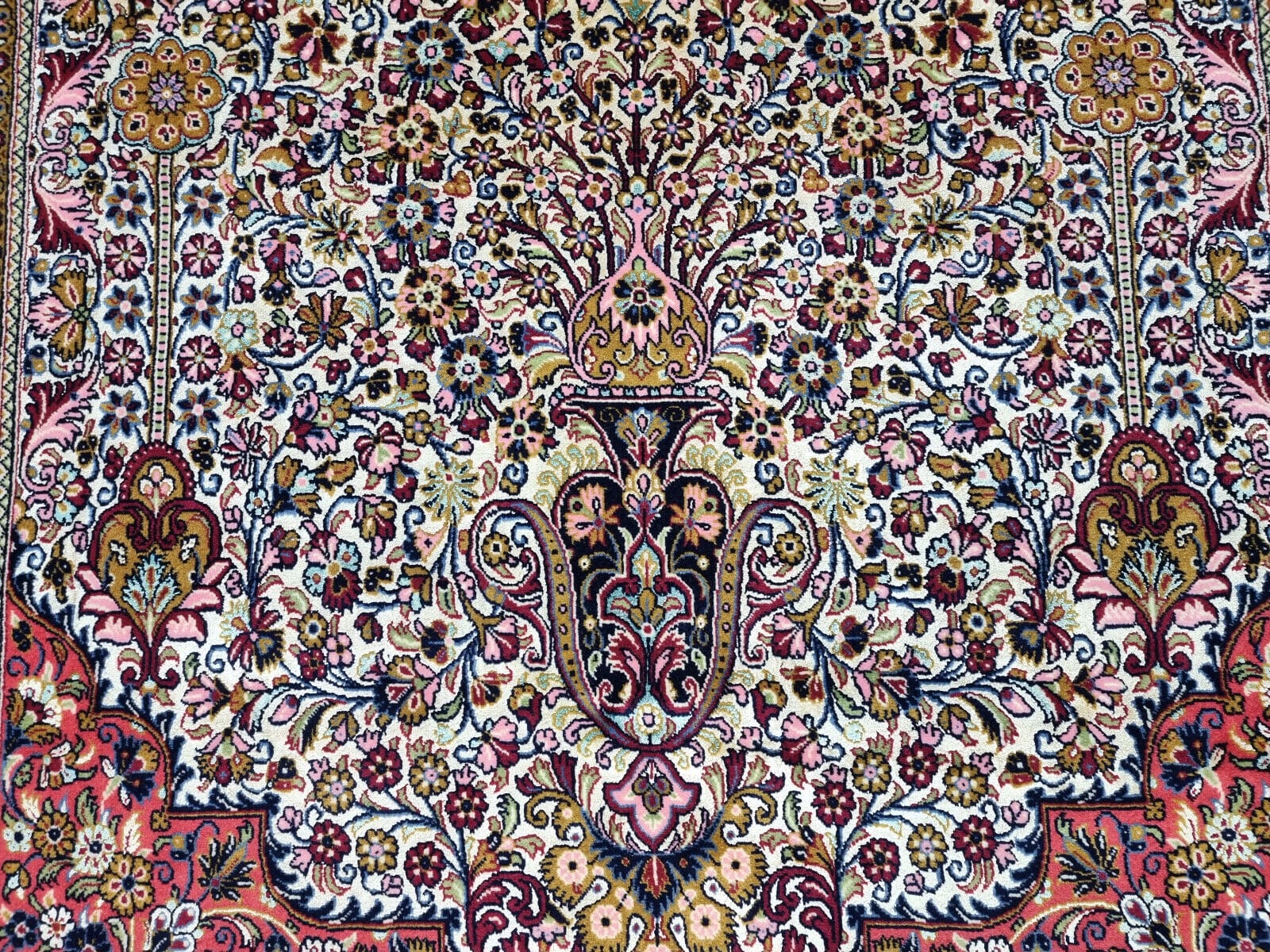 Handgeknüpfter Ghom Perserteppich, 229 × 138 cm, Wolle & Seide