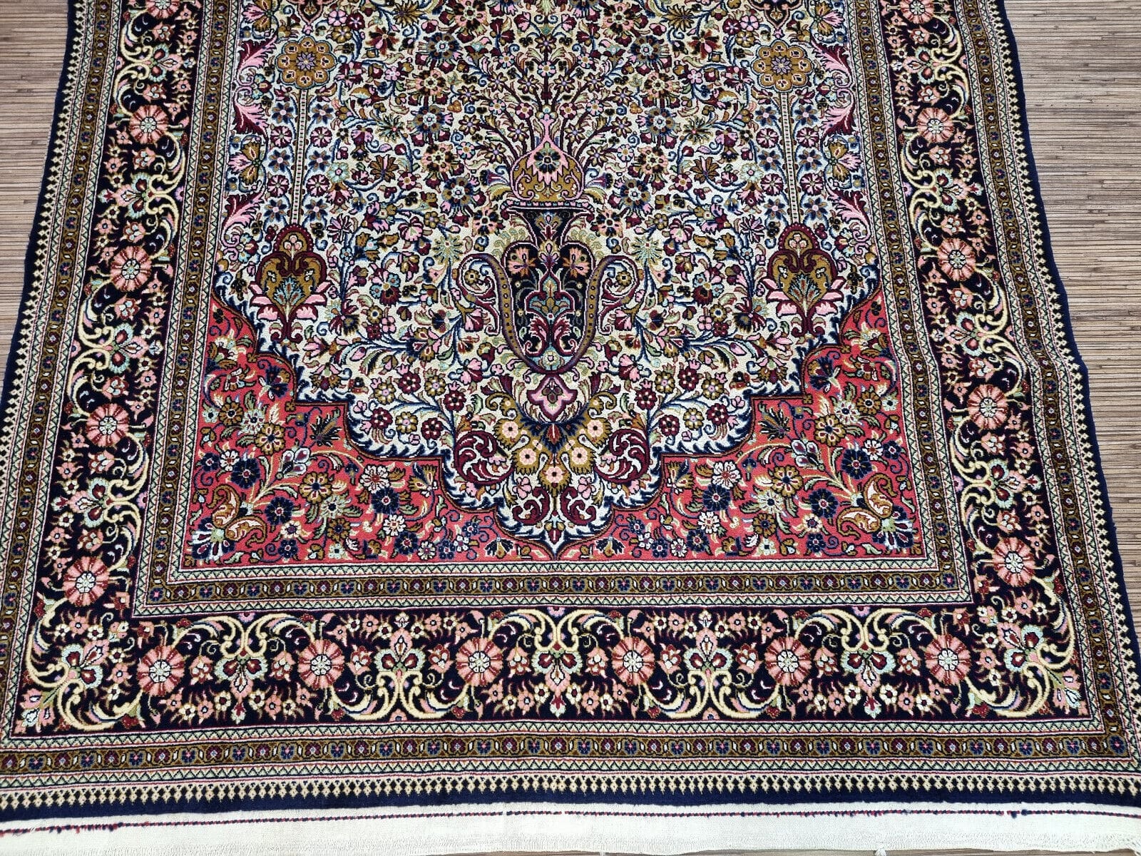 Handgeknüpfter Ghom Perserteppich, 229 × 138 cm, Wolle & Seide