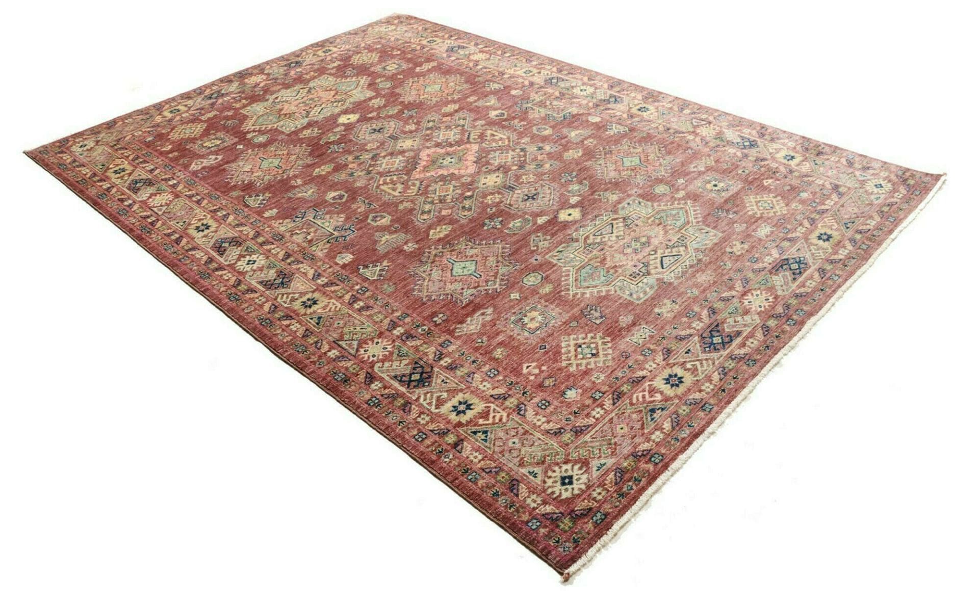 kazak-teppich-210-x-290cm-geometrische-muster-handgeknupft-2 Handgeknüpfter Kazak Orientteppich 210 × 290 cm