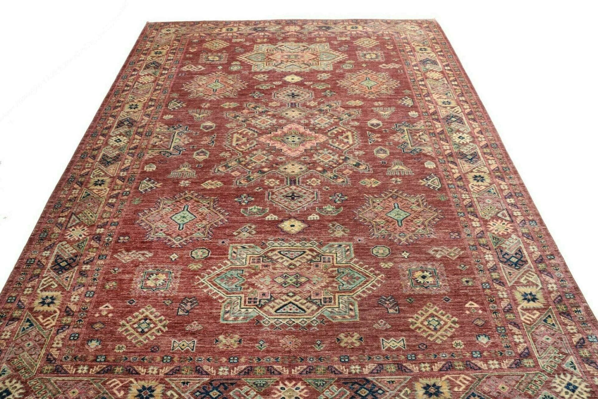 kazak-teppich-210-x-290cm-geometrische-muster-handgeknupft-3 Handgeknüpfter Kazak Orientteppich 210 × 290 cm