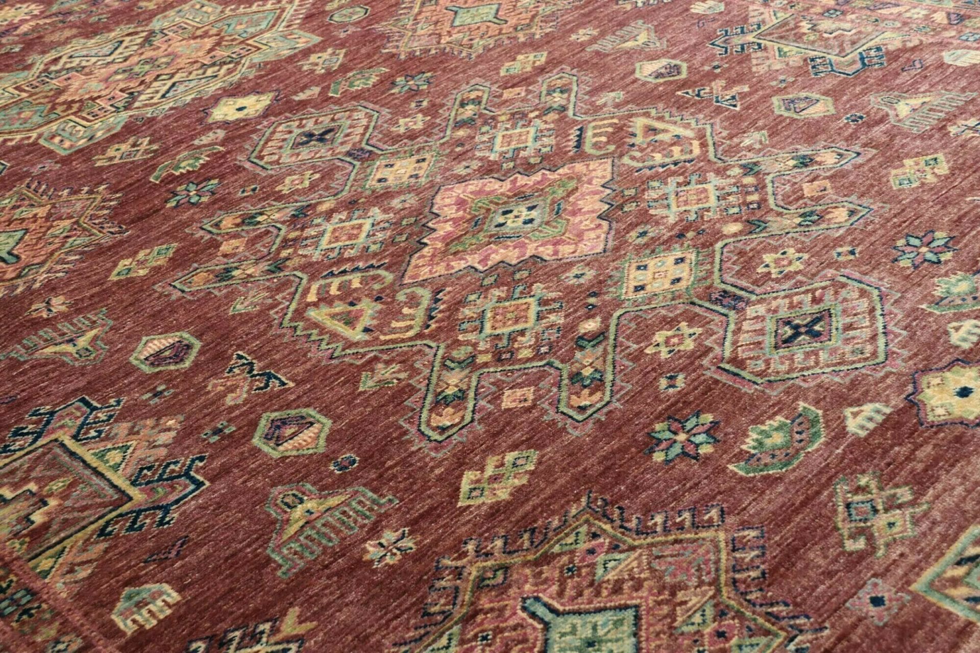 kazak-teppich-210-x-290cm-geometrische-muster-handgeknupft-7 Handgeknüpfter Kazak Orientteppich 210 × 290 cm