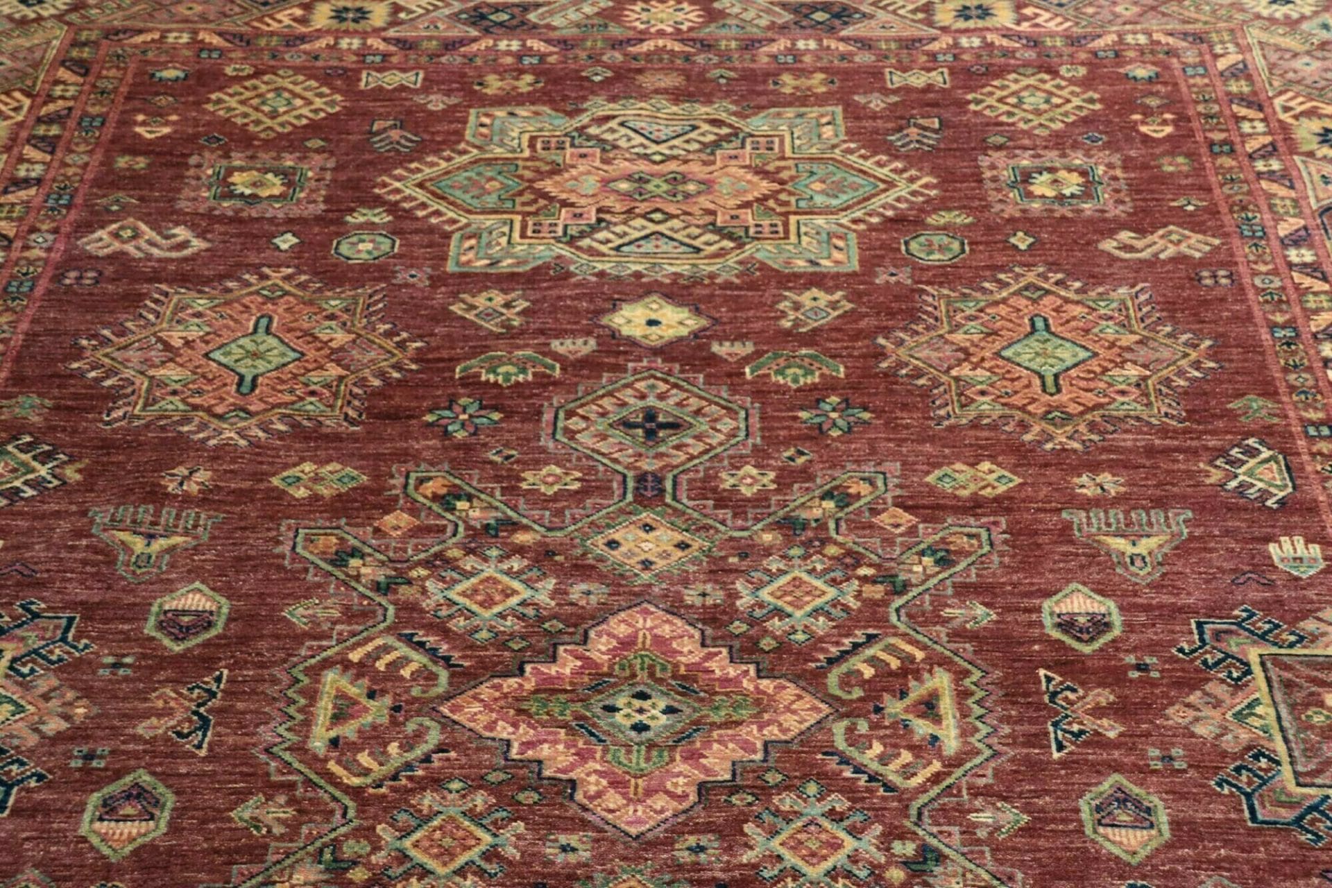 kazak-teppich-210-x-290cm-geometrische-muster-handgeknupft-8 Handgeknüpfter Kazak Orientteppich 210 × 290 cm