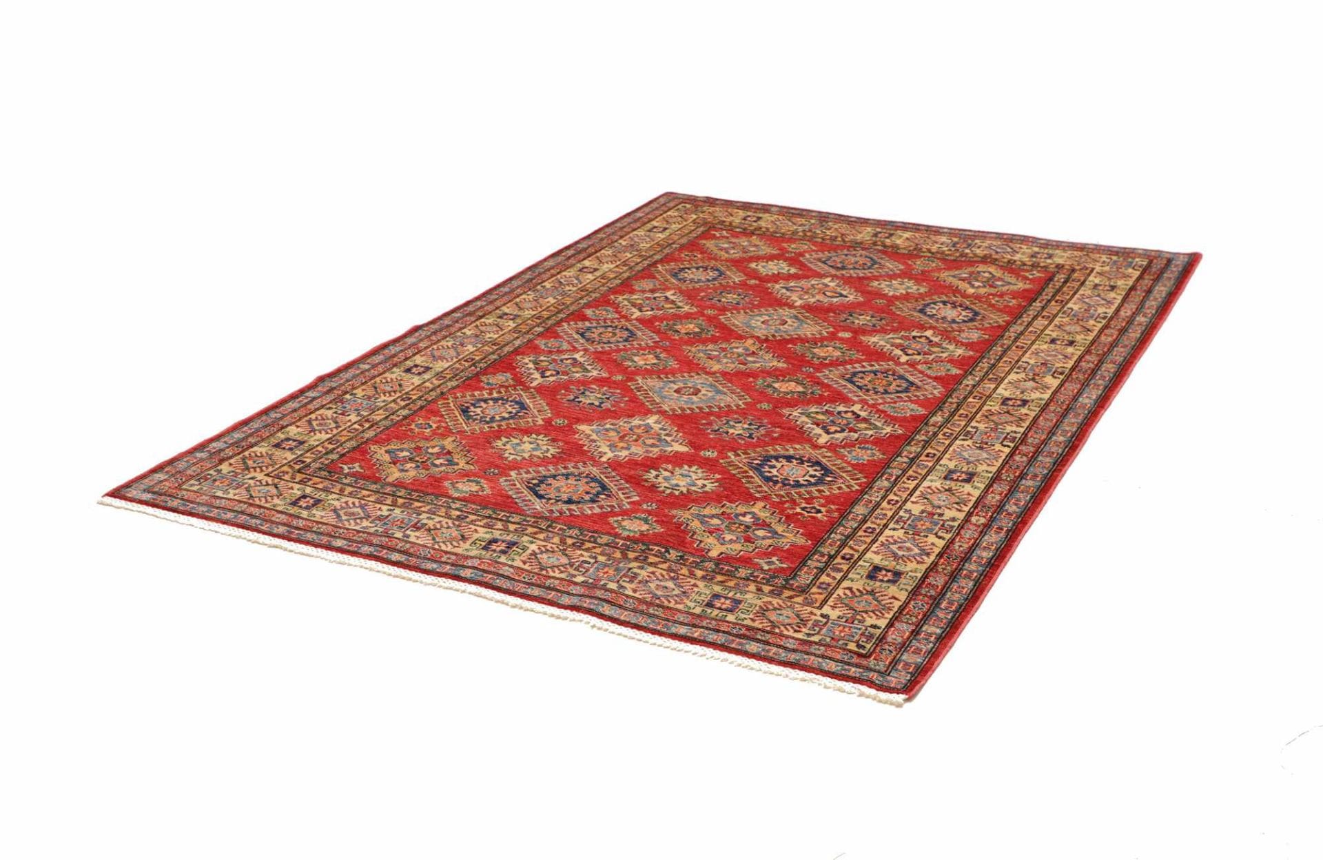 kazak-teppich-175-x-242cm-geometrische-muster-handgeknupft-1 Handgeknüpfter Kazak Orientteppich 175 × 242 cm