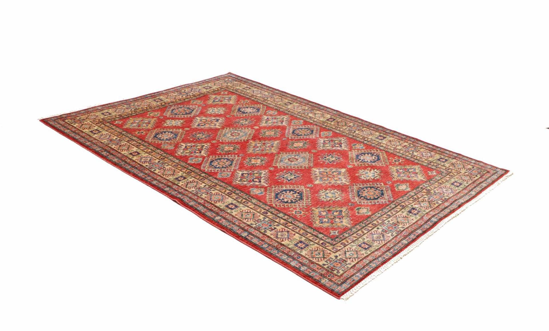 kazak-teppich-175-x-242cm-geometrische-muster-handgeknupft-2 Handgeknüpfter Kazak Orientteppich 175 × 242 cm