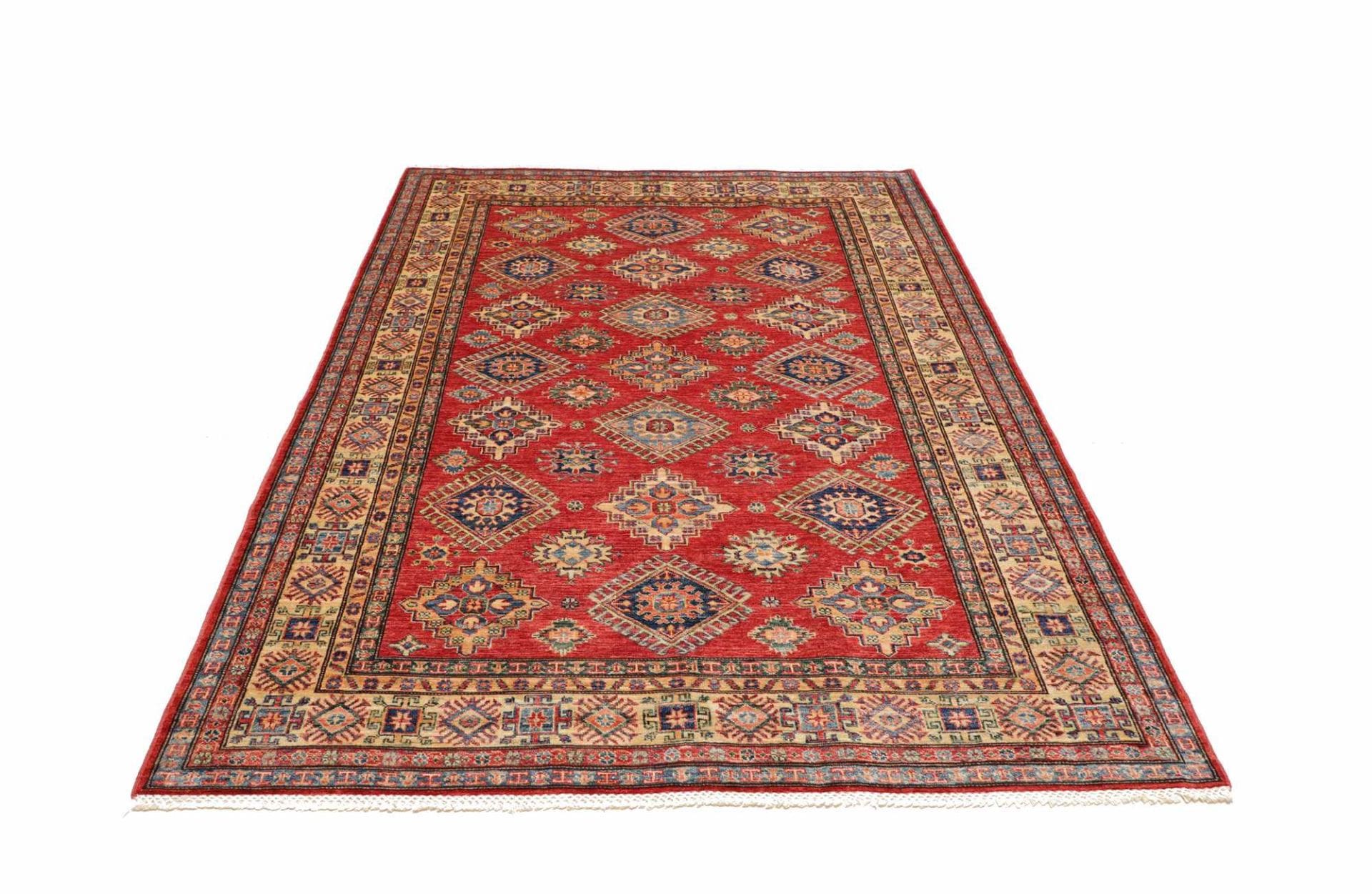 kazak-teppich-175-x-242cm-geometrische-muster-handgeknupft-3 Handgeknüpfter Kazak Orientteppich 175 × 242 cm