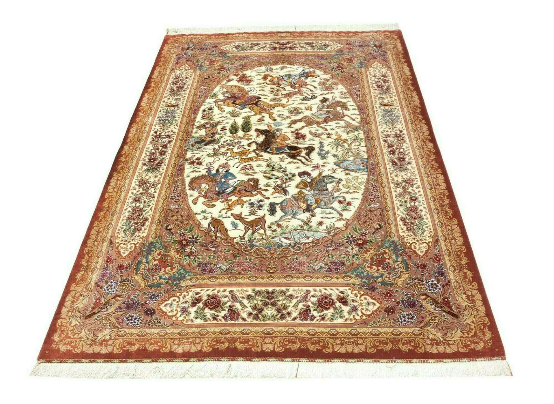 Handgeknüpfter Ghom Perserteppich 134 × 198 cm