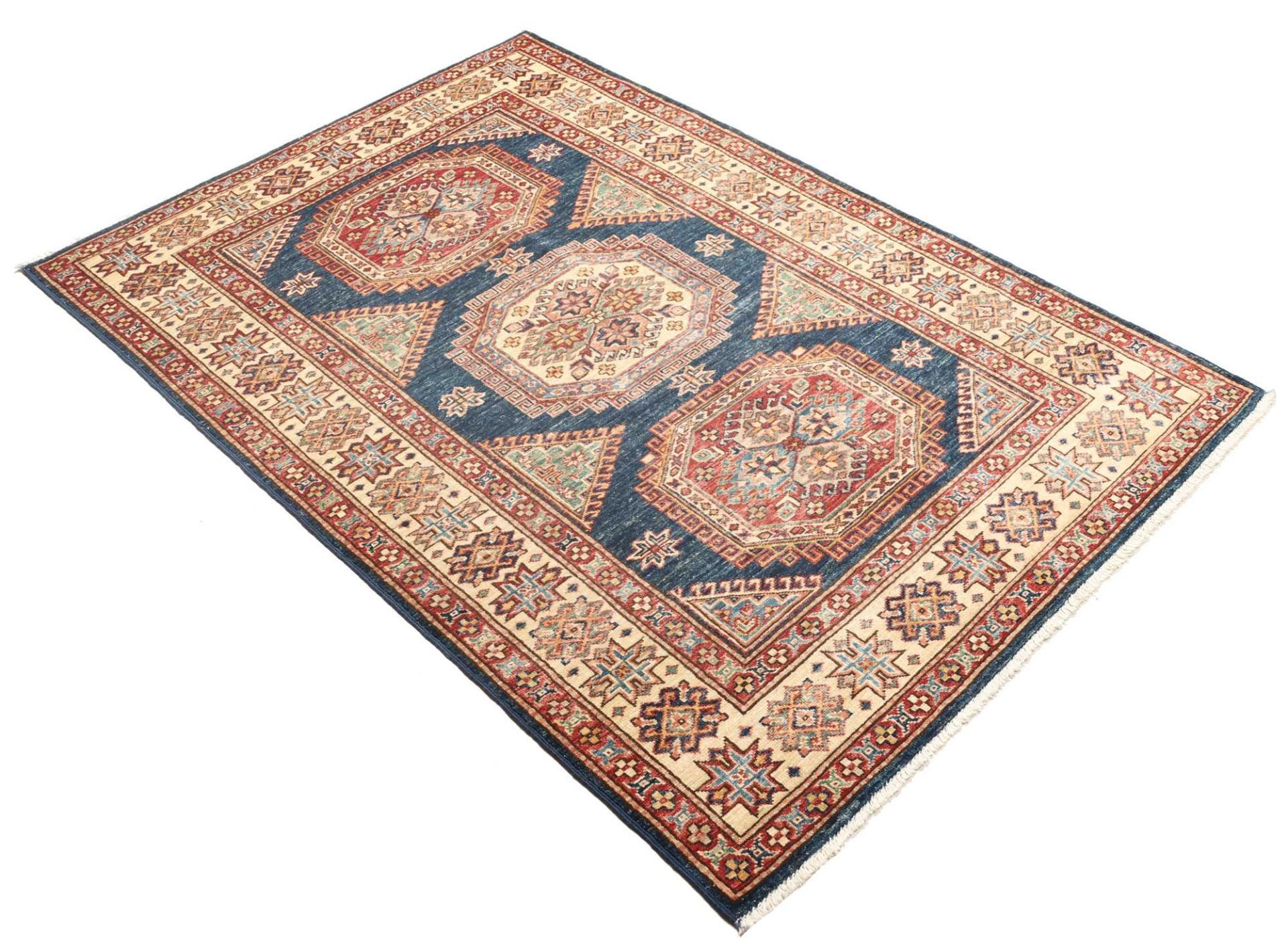 kazak-teppich-126-x-181-cm-handgeknupft-geometrische-muster-2 Handgeknüpfter Kazak Orientteppich, 126 × 181 cm, Wolle