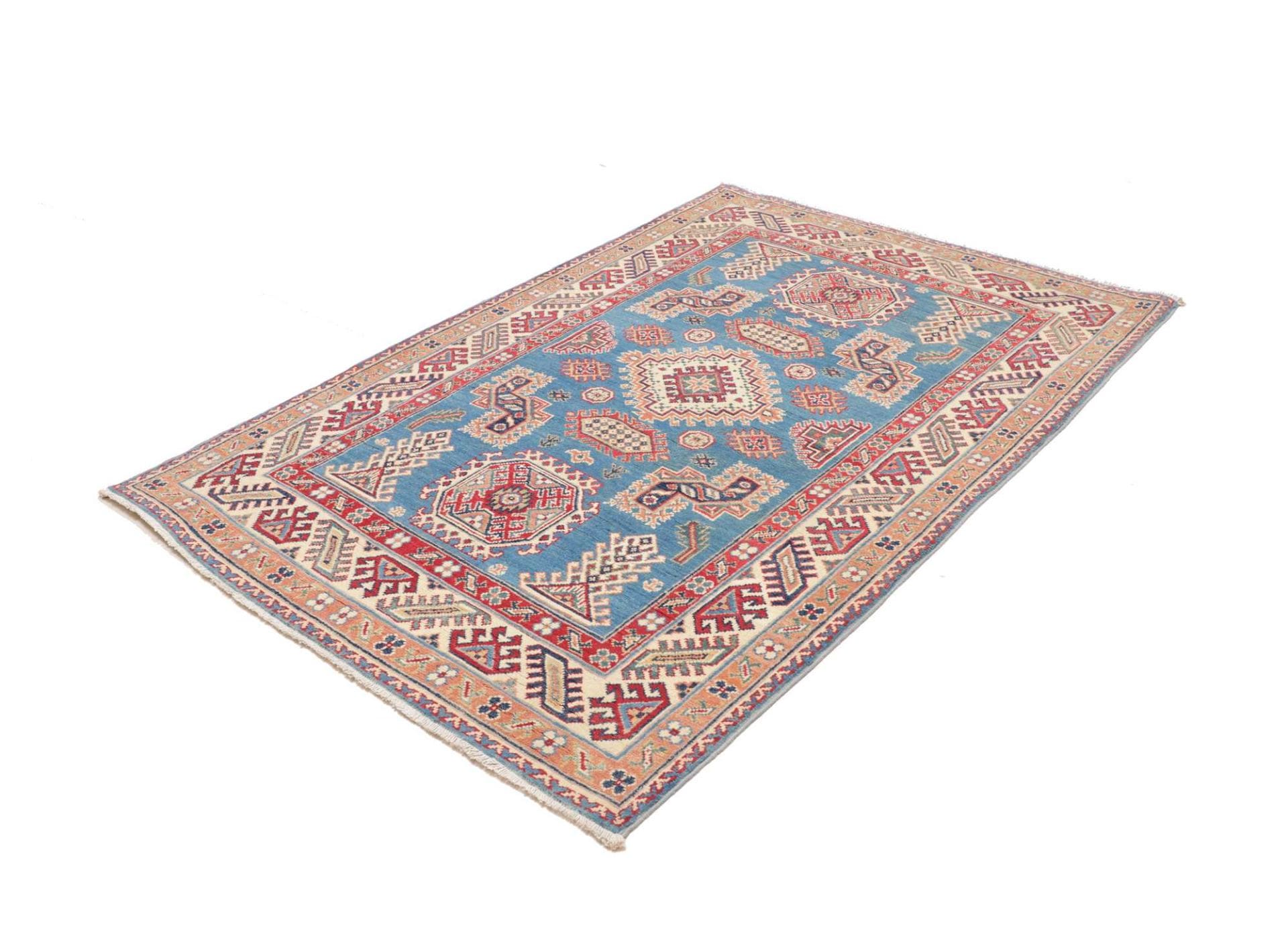 kazak-teppich-128-x-182-cm-geometrisches-muster-handgeknupft-1 Handgeknüpfter Kazak Orientteppich 128 × 182 cm