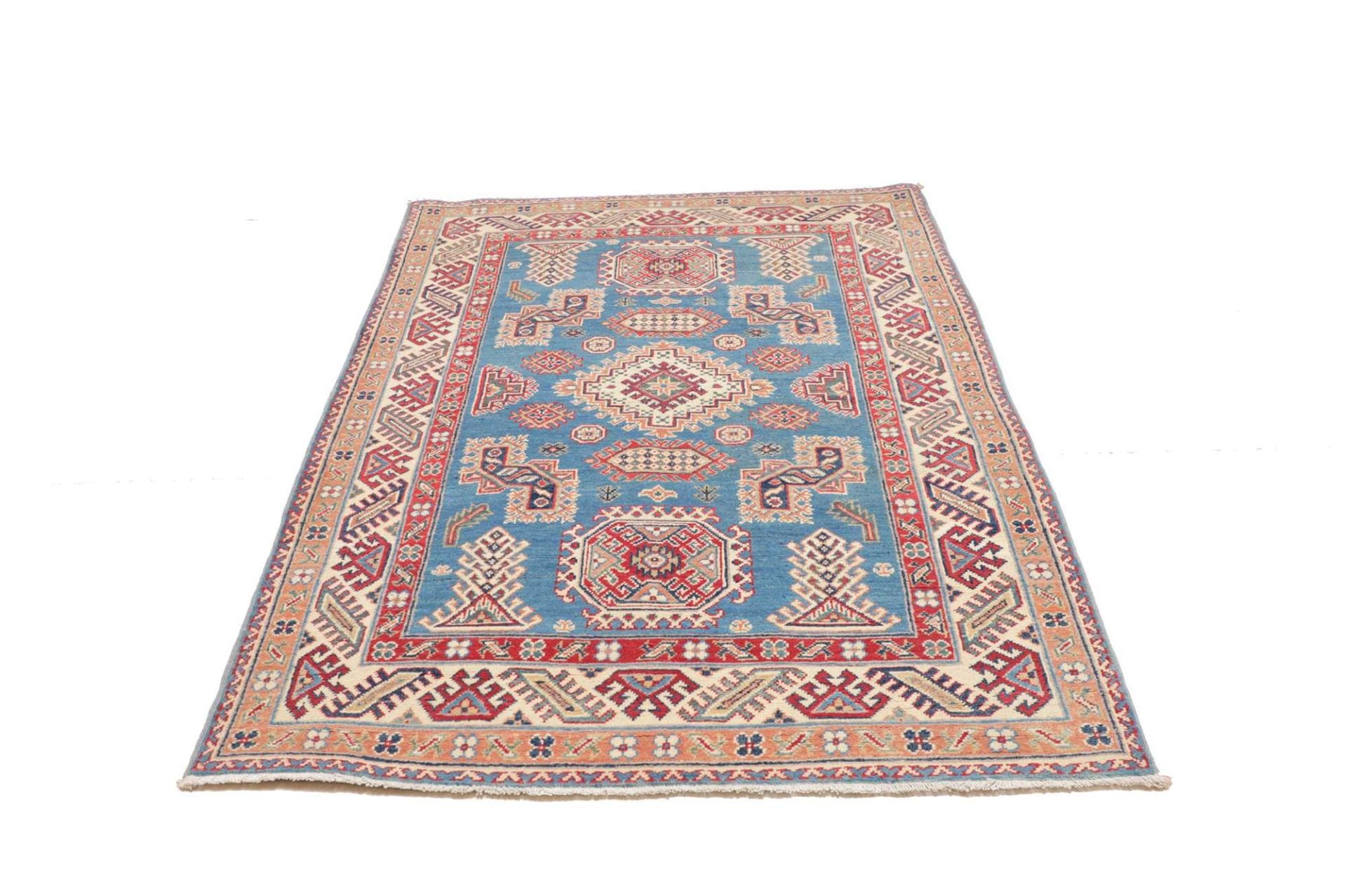 kazak-teppich-128-x-182-cm-geometrisches-muster-handgeknupft-3 Handgeknüpfter Kazak Orientteppich 128 × 182 cm