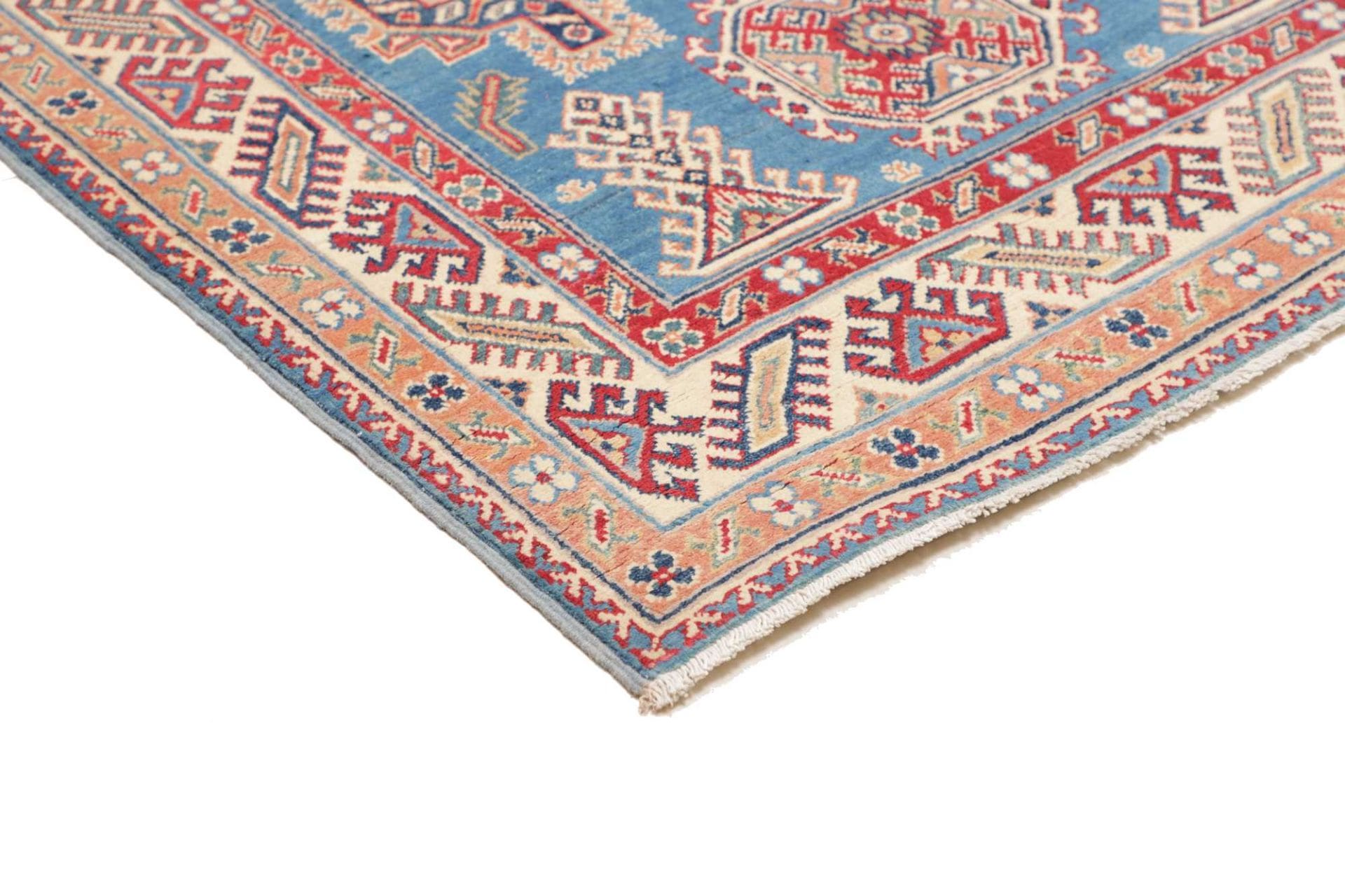 kazak-teppich-128-x-182-cm-geometrisches-muster-handgeknupft-4 Handgeknüpfter Kazak Orientteppich 128 × 182 cm