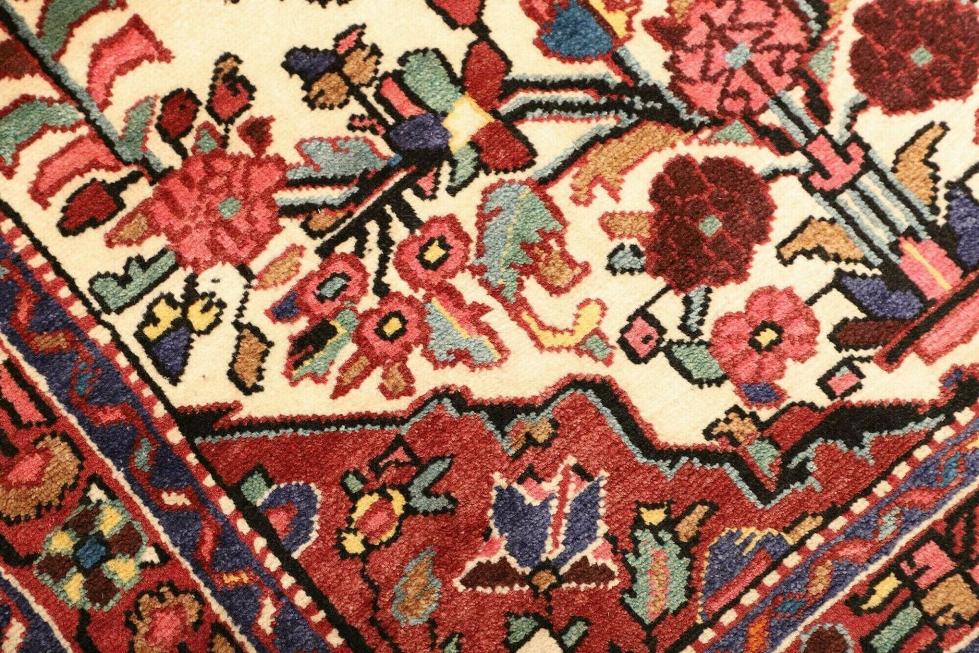 hamadan-teppich-109-x-147cm-schurwolle-herati-muster-handgeknupft-6 Handgeknüpfter Hamadan Herati Perserteppich, 109 × 147 cm, Wolle