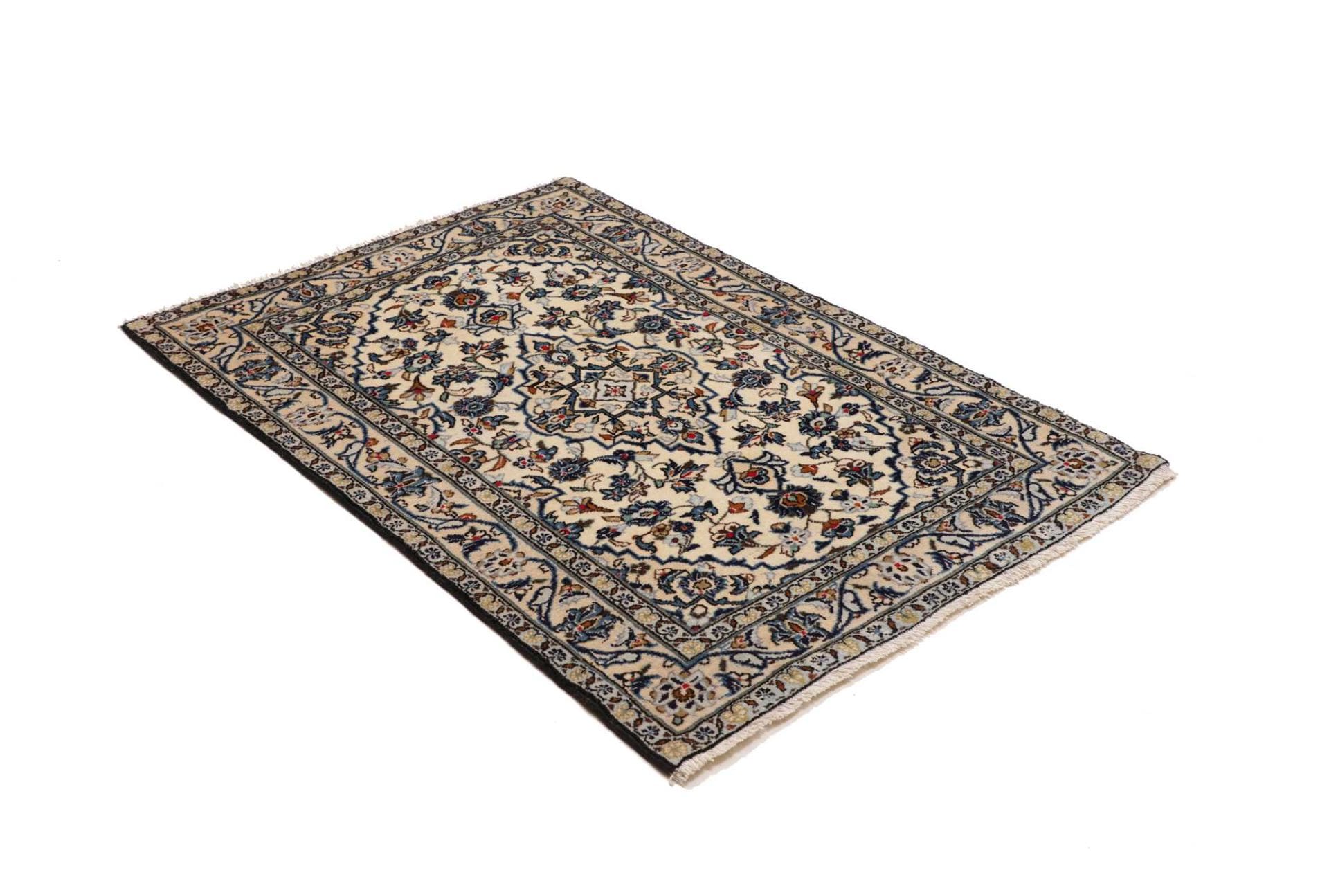 Kashan Perserteppich 103 × 144 cm aus Wolle, handgeknüpft