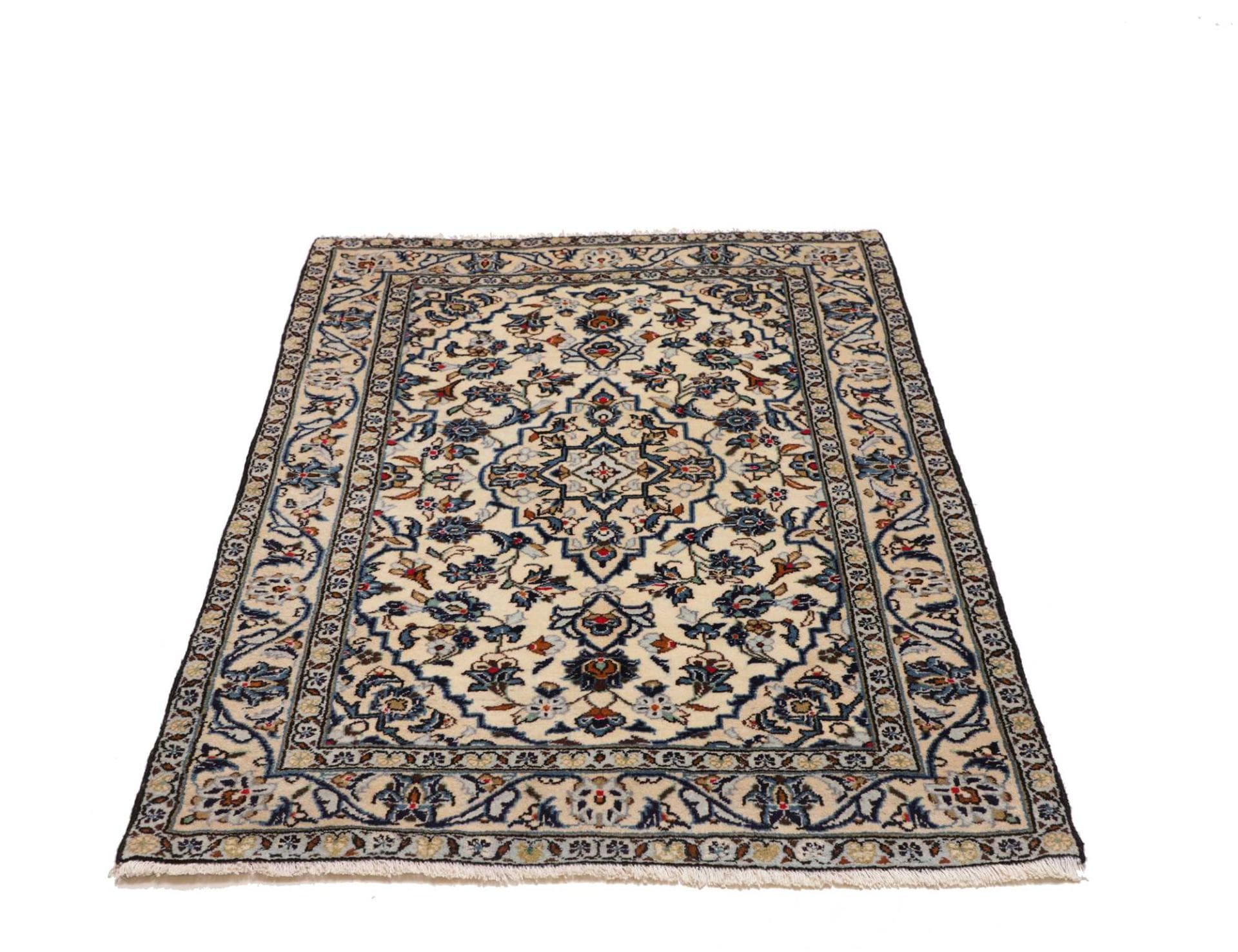 Kashan Perserteppich 103 × 144 cm aus Wolle, handgeknüpft