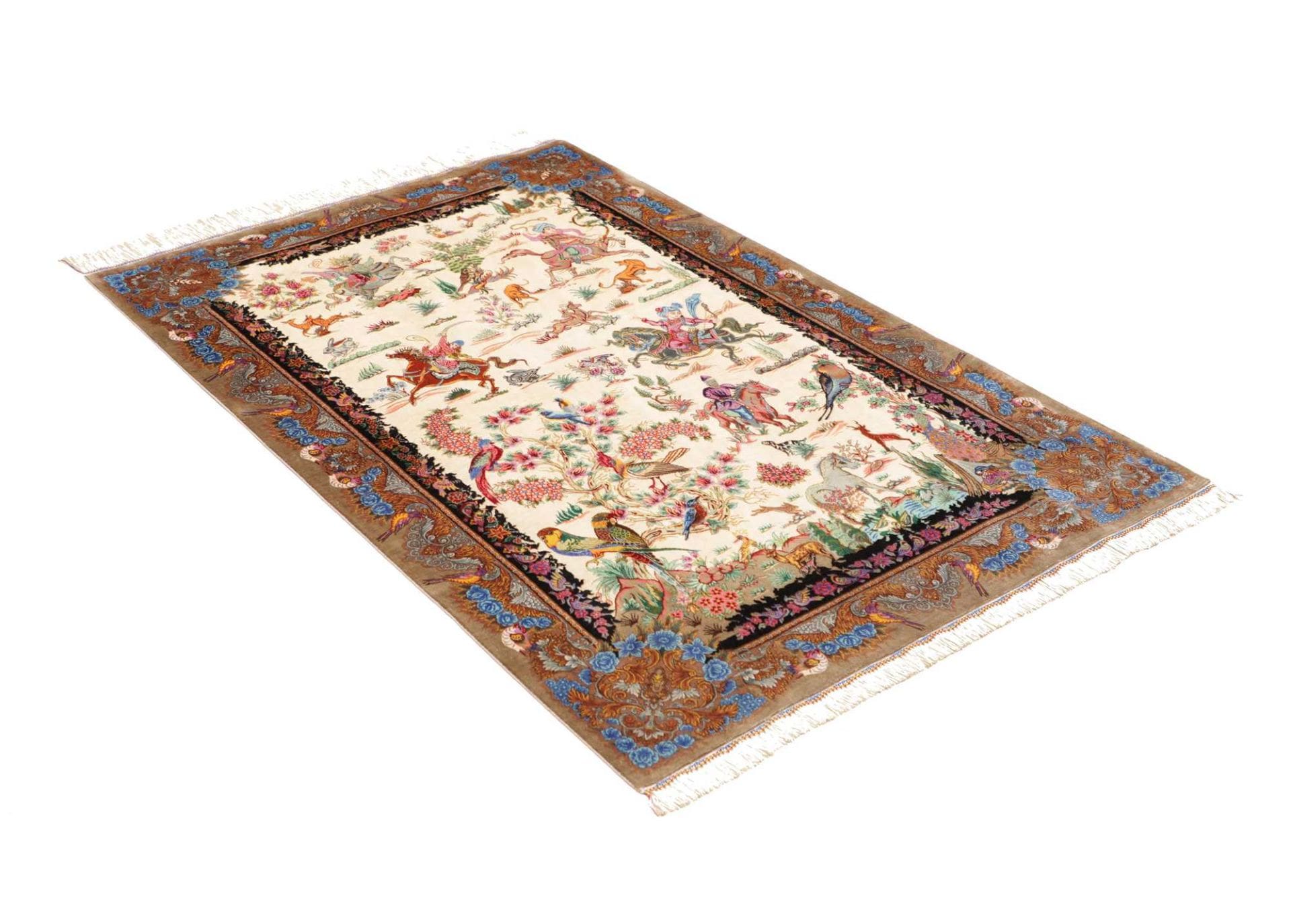 Handgeknüpfter Ghom Perserteppich 103 × 150 cm
