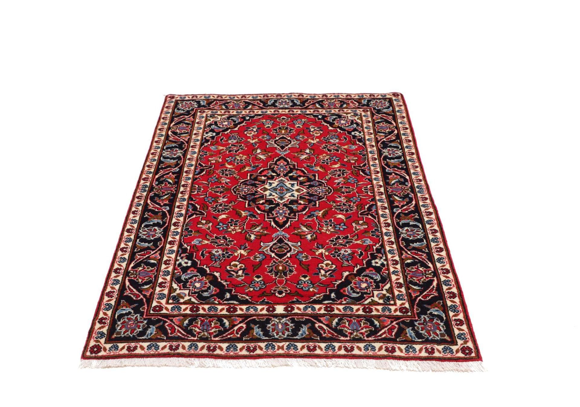 Kashan Perserteppich 103 × 145 cm aus Wolle, handgeknüpft