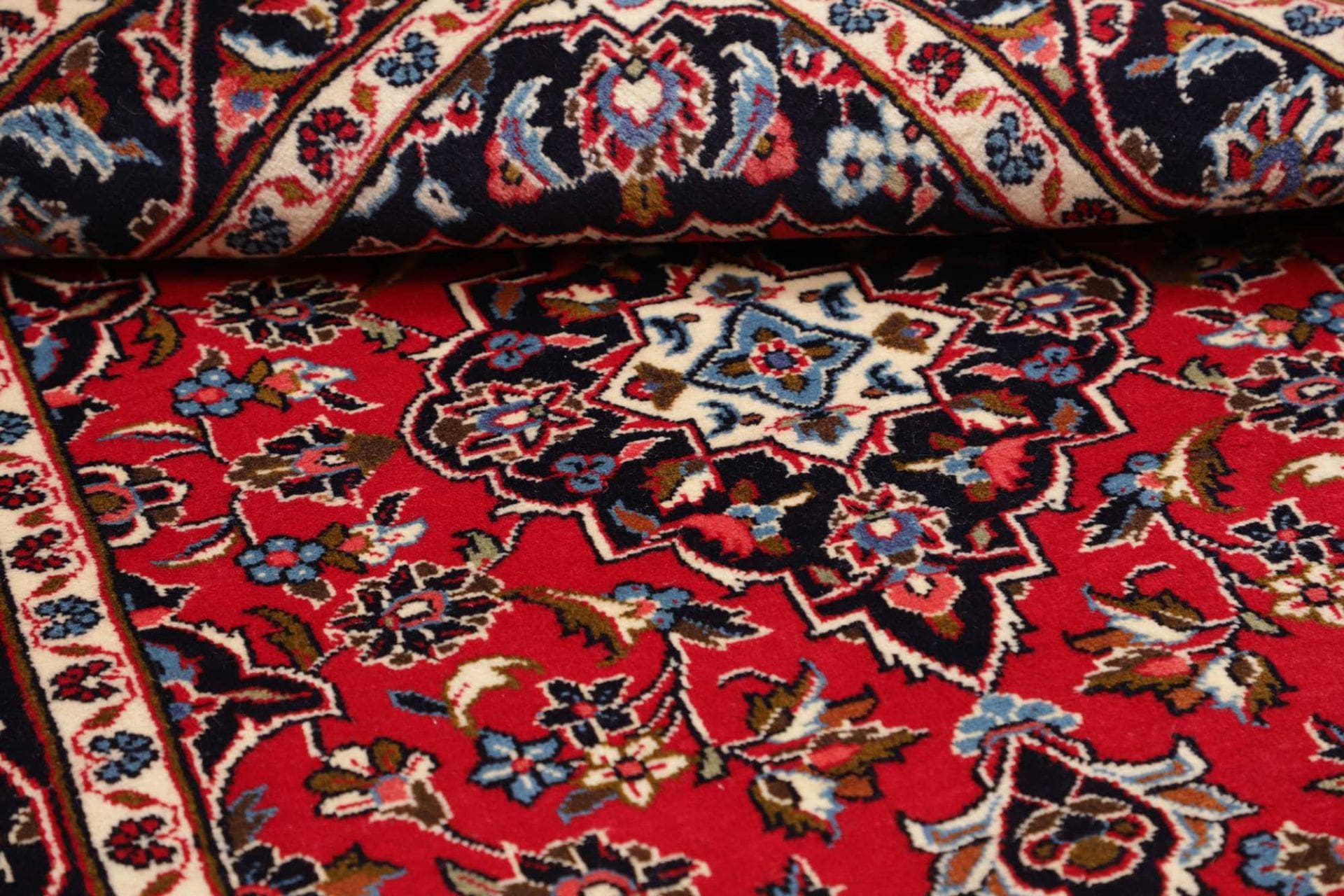 Kashan Perserteppich 103 × 145 cm aus Wolle, handgeknüpft