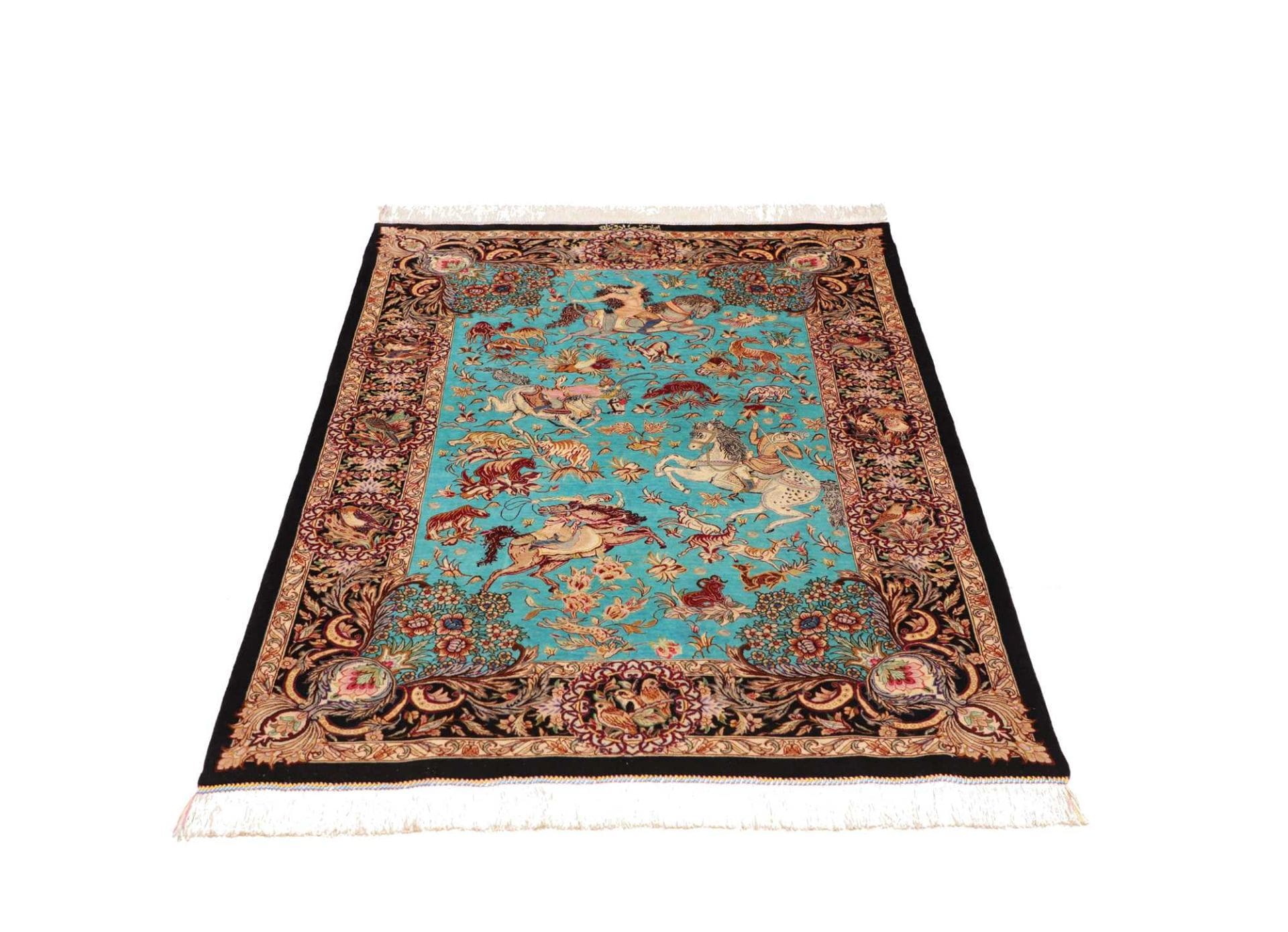 Ghom Perserteppich aus Iran, 103 × 145 cm