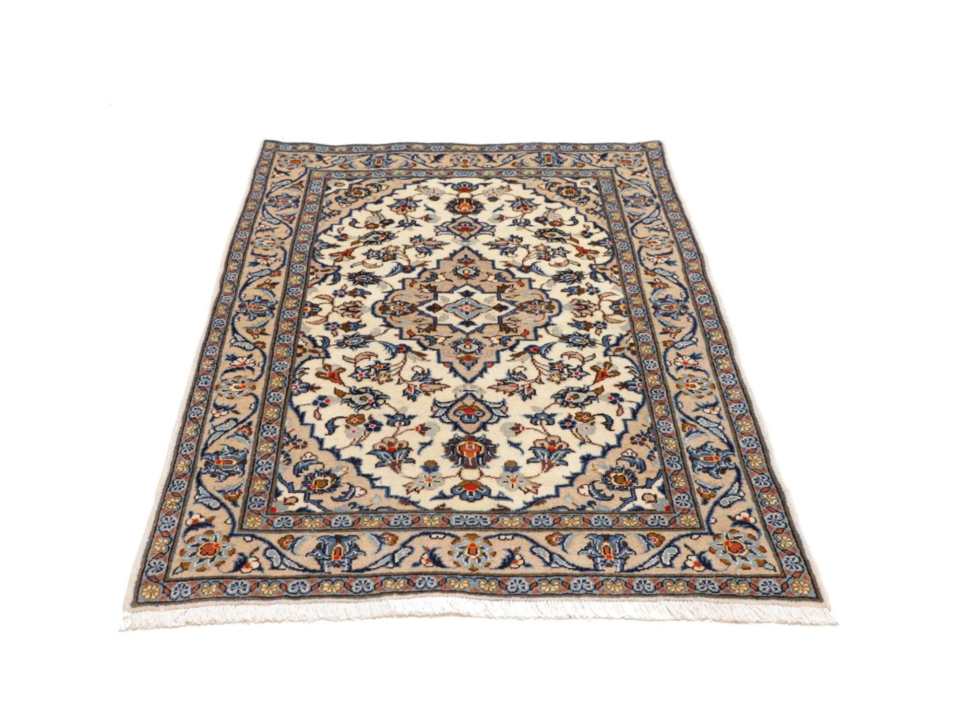 Kashan Perserteppich 100 × 145 cm aus Wolle, handgeknüpft