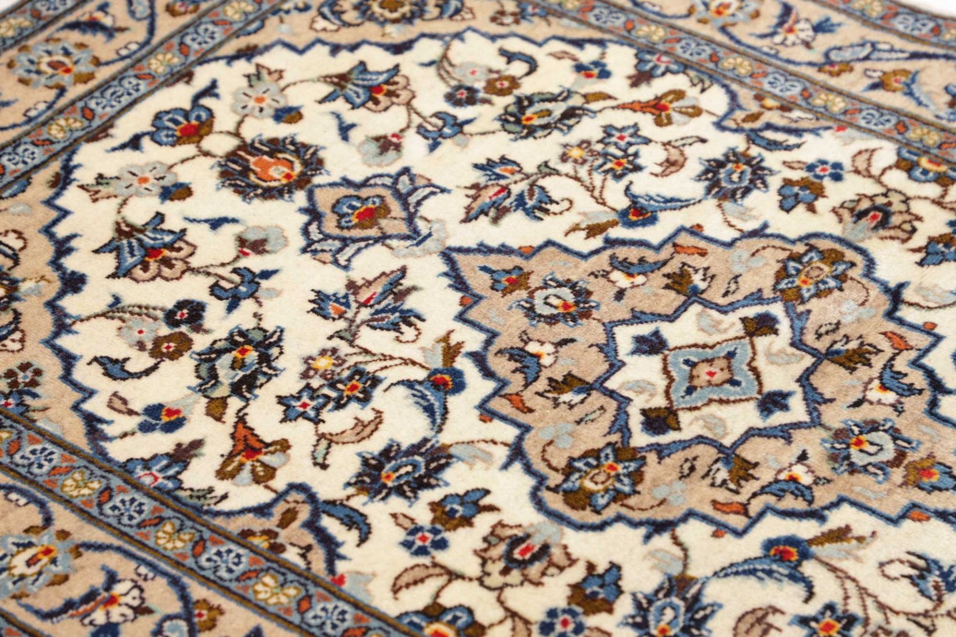 Kashan Perserteppich 100 × 145 cm aus Wolle, handgeknüpft