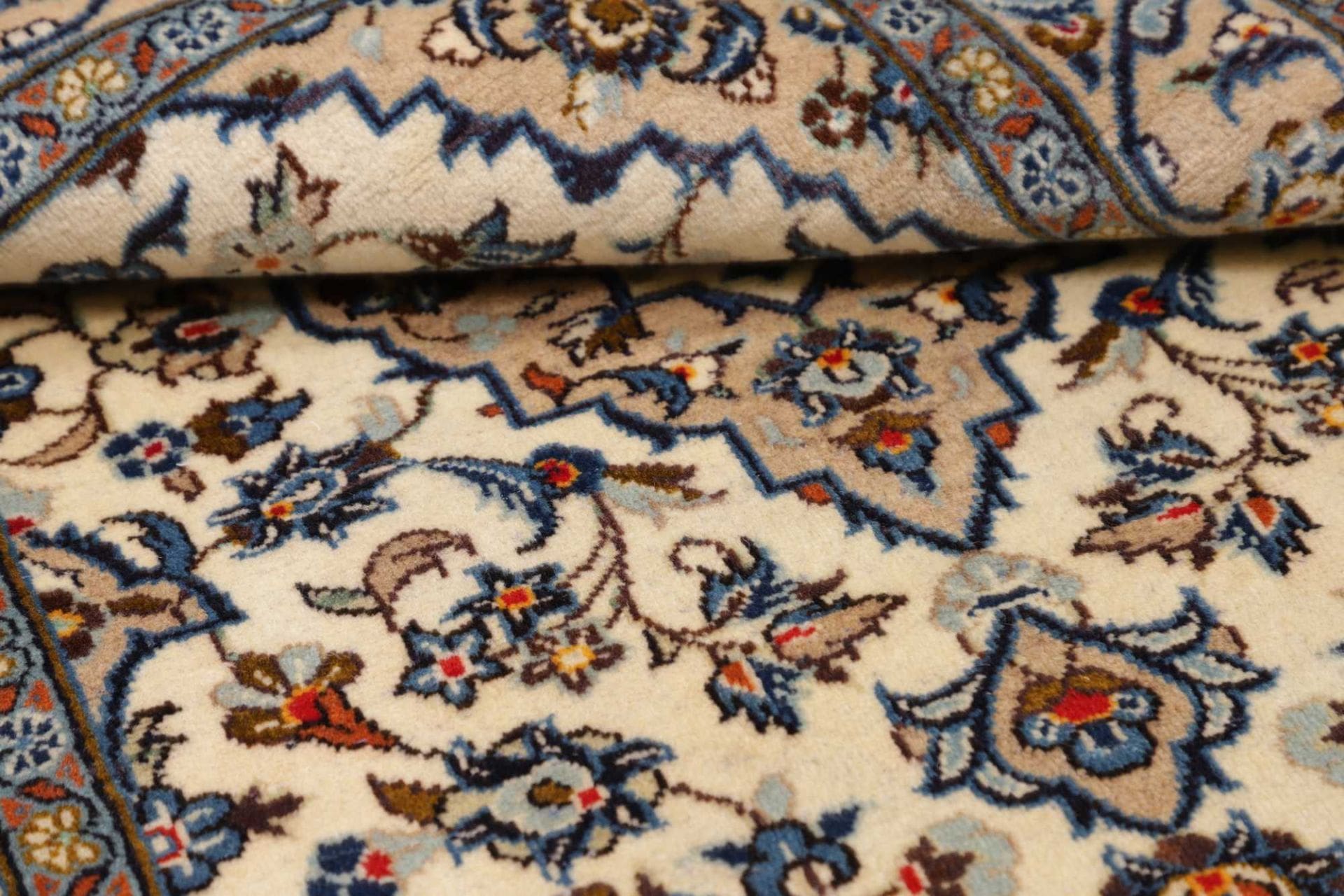 Kashan Perserteppich 100 × 145 cm aus Wolle, handgeknüpft