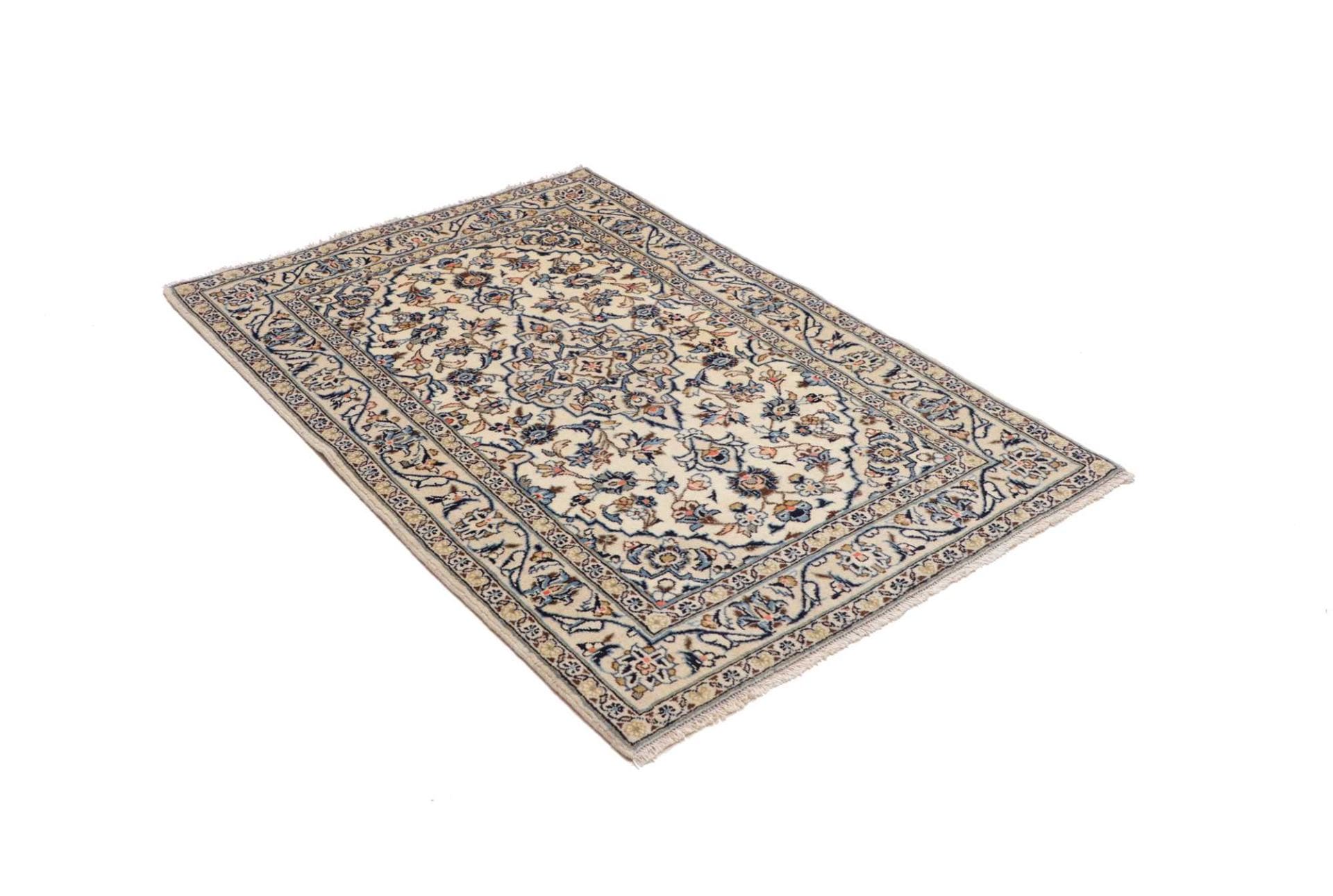 Kashan Perserteppich 103 × 144 cm aus Wolle, handgeknüpft