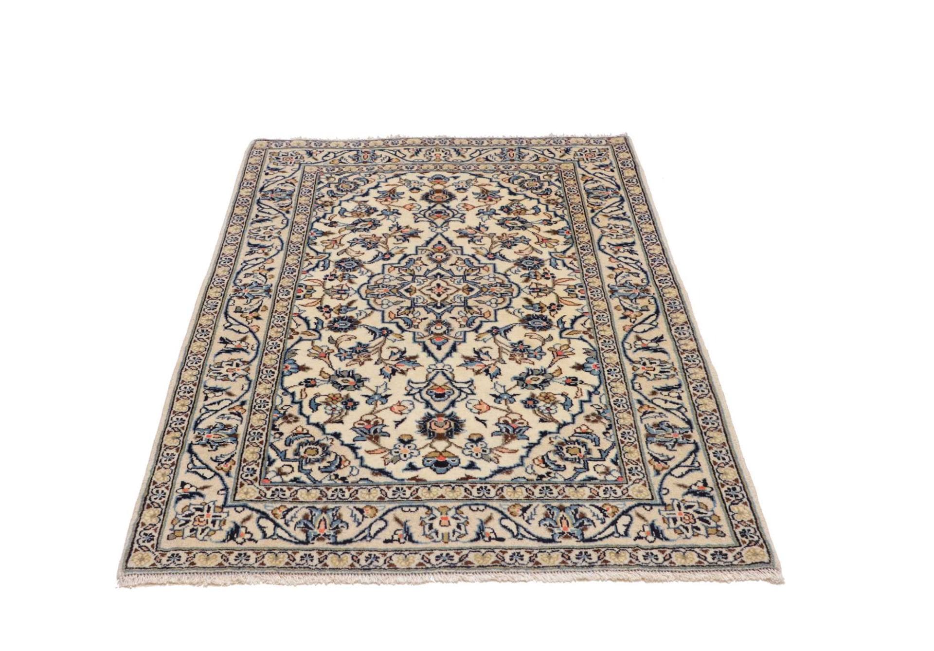 Kashan Perserteppich 103 × 144 cm aus Wolle, handgeknüpft