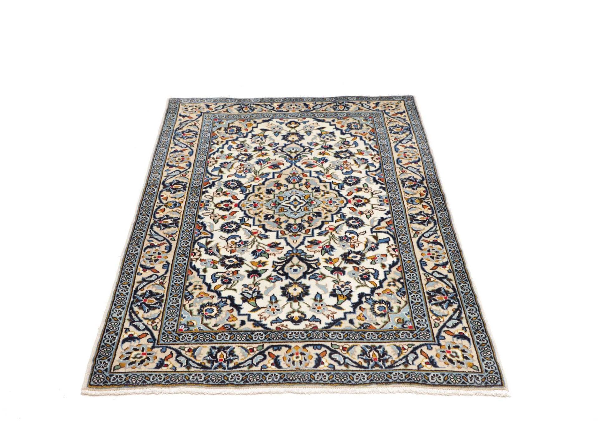 Kashan Perserteppich 99 × 150 cm aus Wolle, handgeknüpft