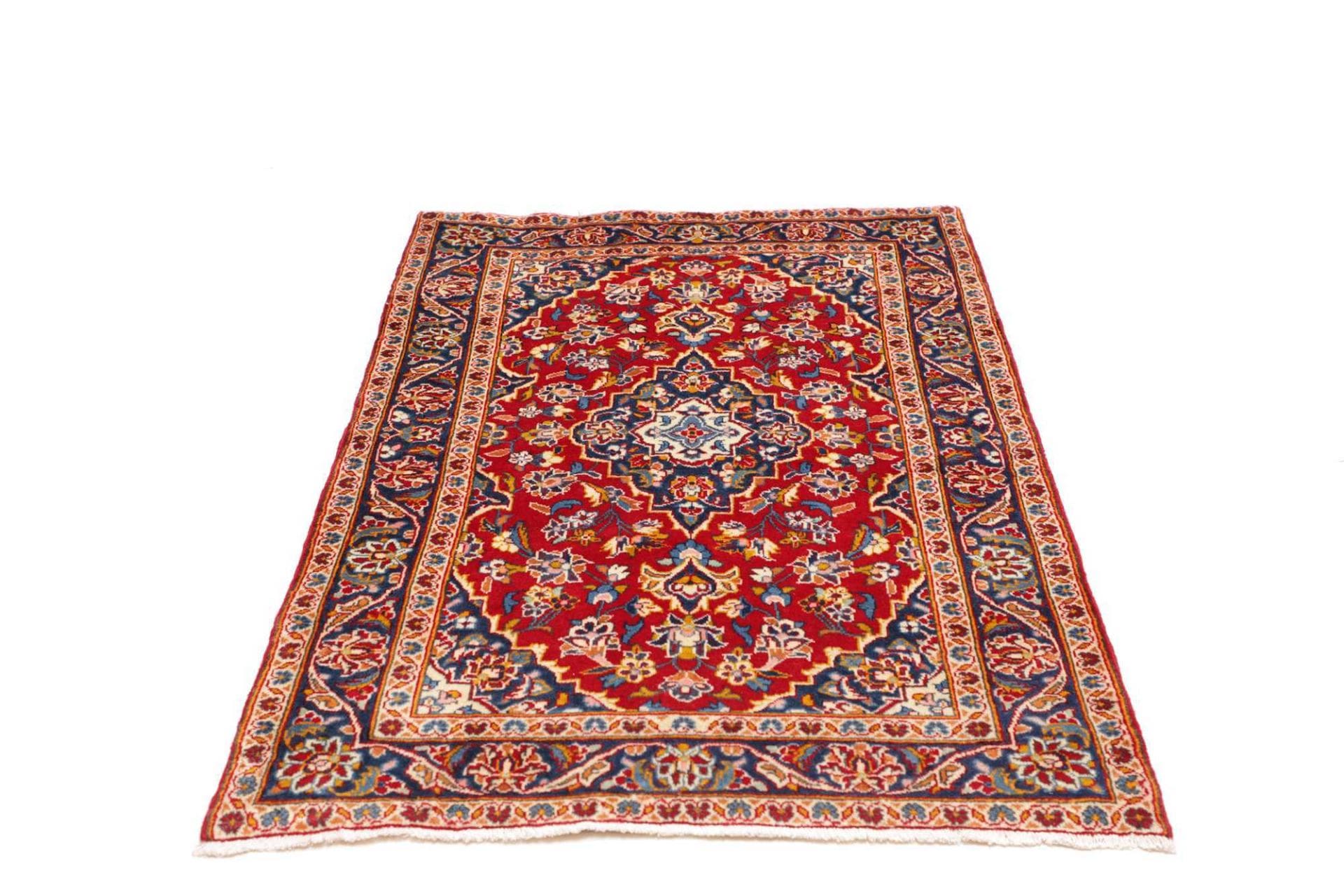 Handgeknüpfter Kashan Perserteppich, 101 × 146 cm, Wolle