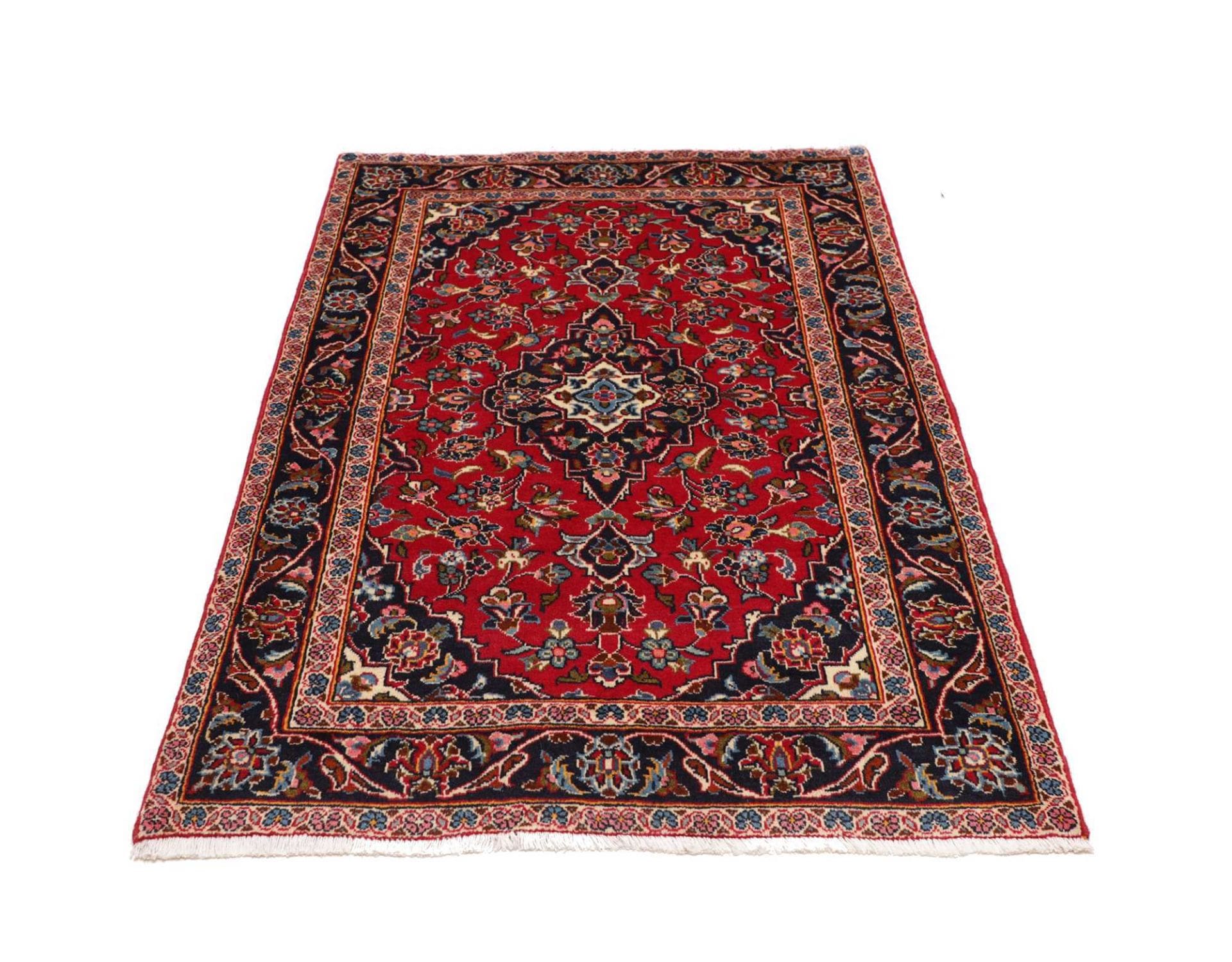 Handgeknüpfter Kashan Perserteppich, 101 × 150 cm, Wolle