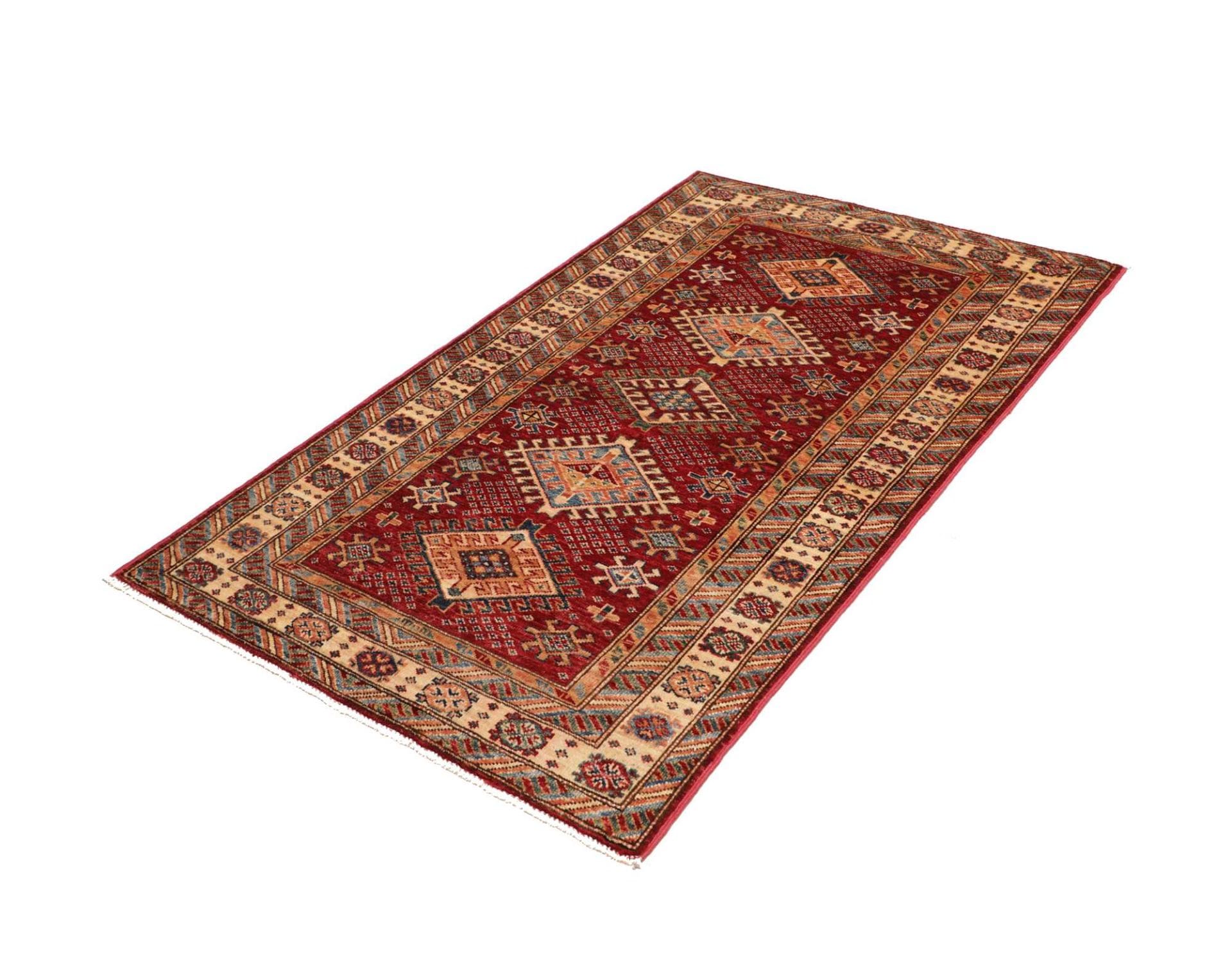 kazak-teppich-95-x-152-cm-geometrisches-muster-handgeknupft-1 Handgeknüpfter Kazak Orientteppich, 95 × 152 cm, Wolle