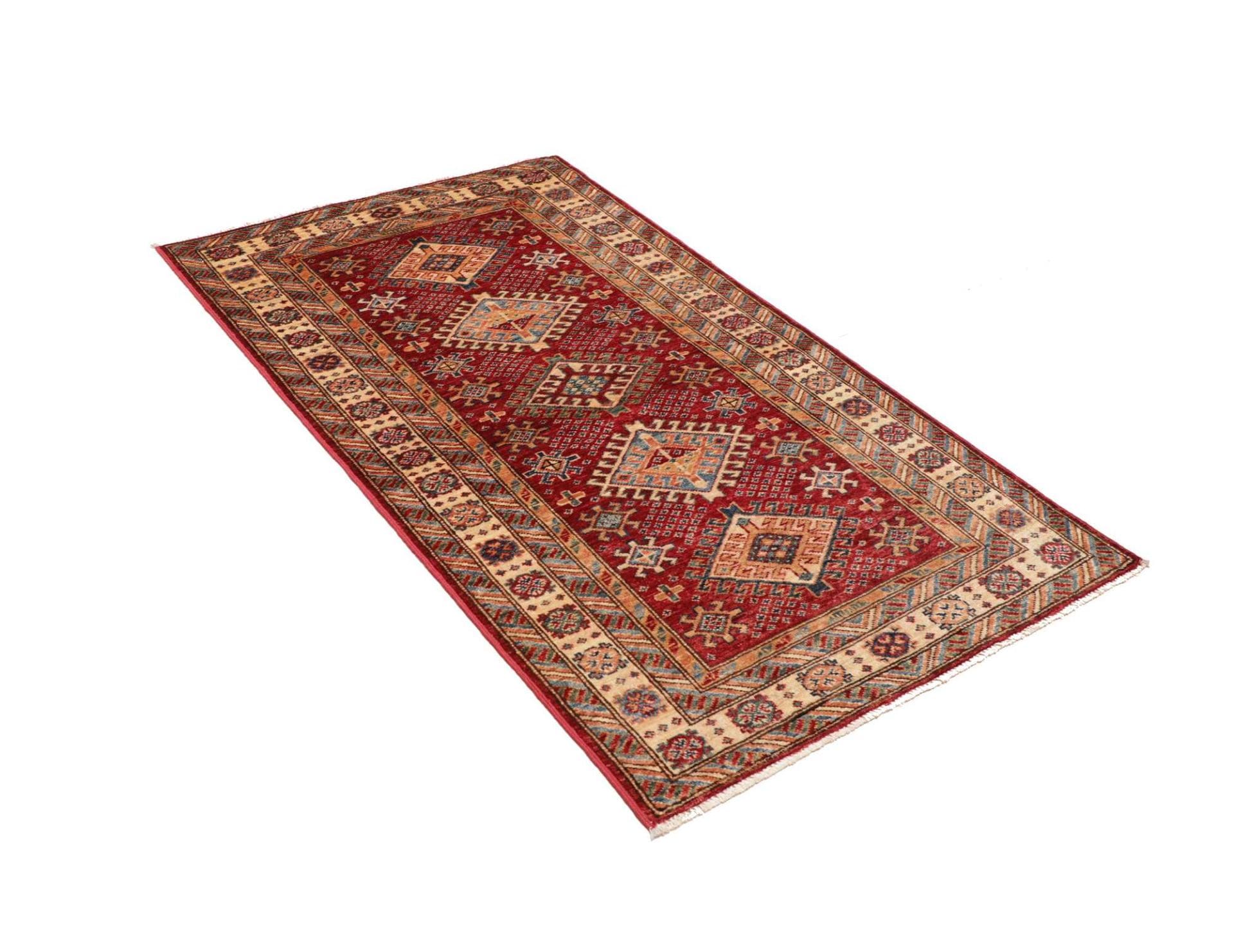 kazak-teppich-95-x-152-cm-geometrisches-muster-handgeknupft-2 Handgeknüpfter Kazak Orientteppich, 95 × 152 cm, Wolle