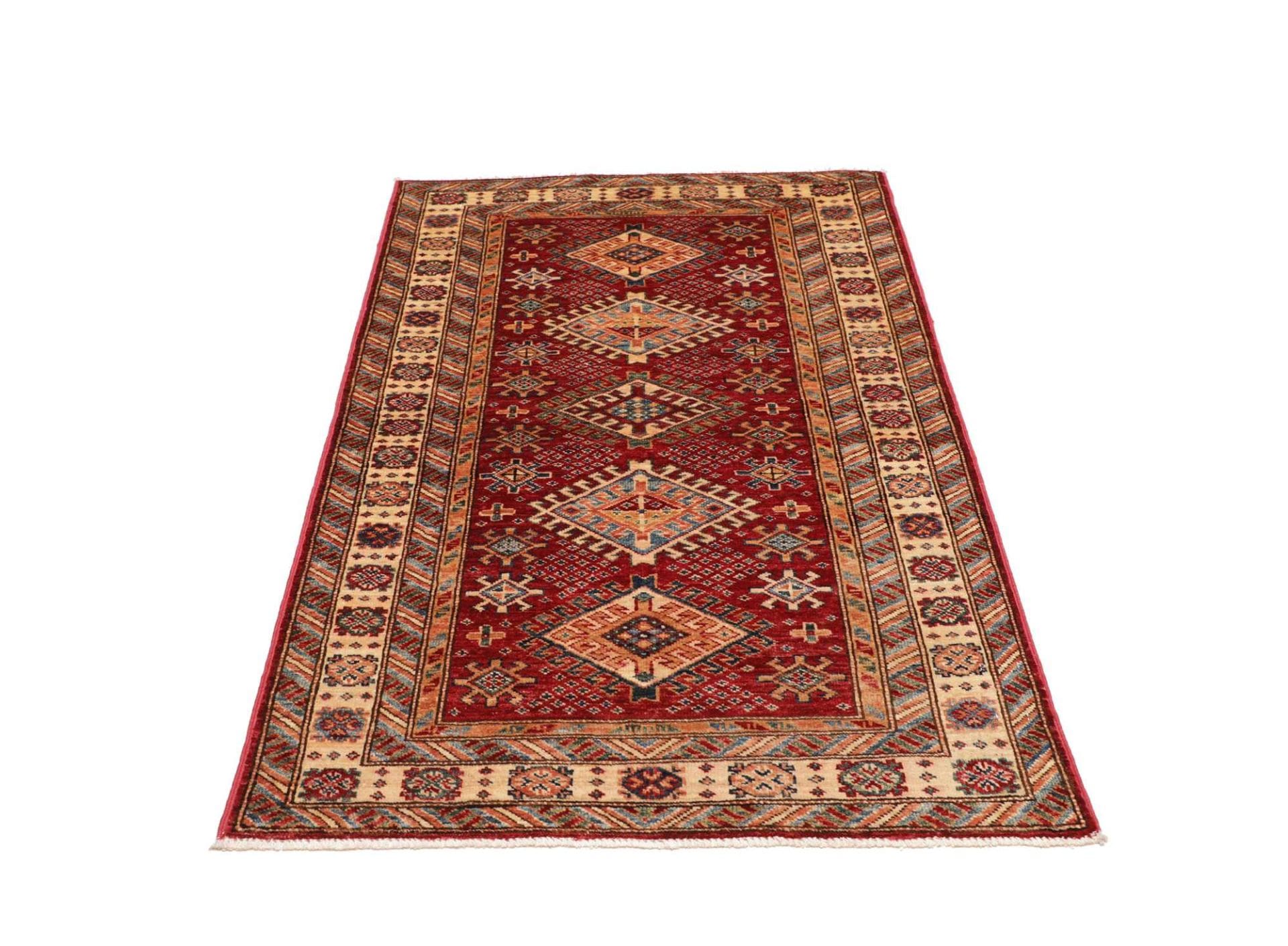 kazak-teppich-95-x-152-cm-geometrisches-muster-handgeknupft-3 Handgeknüpfter Kazak Orientteppich, 95 × 152 cm, Wolle