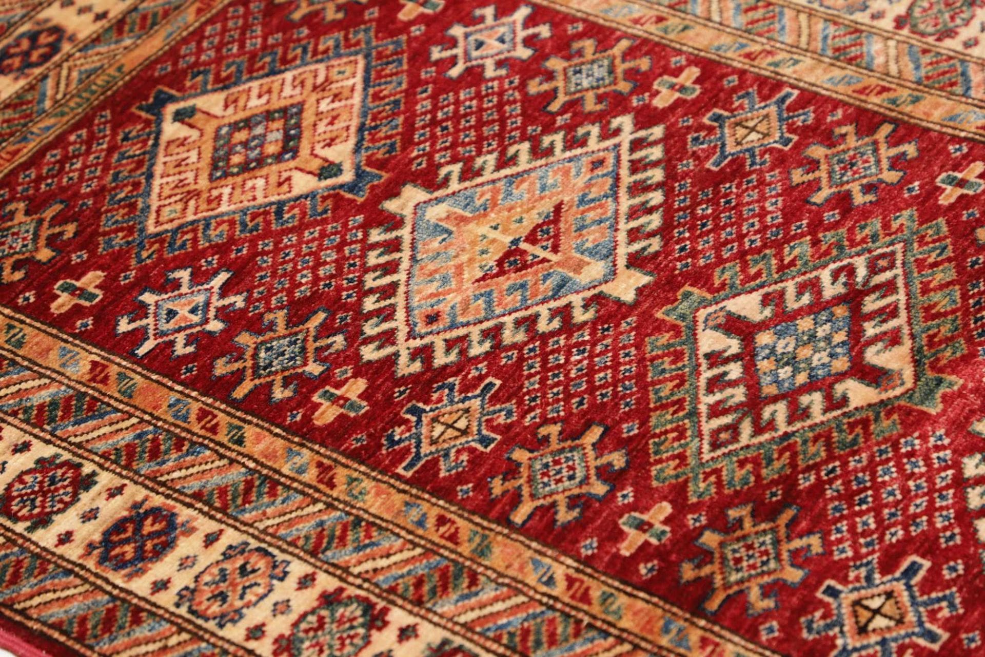 kazak-teppich-95-x-152-cm-geometrisches-muster-handgeknupft-6 Handgeknüpfter Kazak Orientteppich, 95 × 152 cm, Wolle