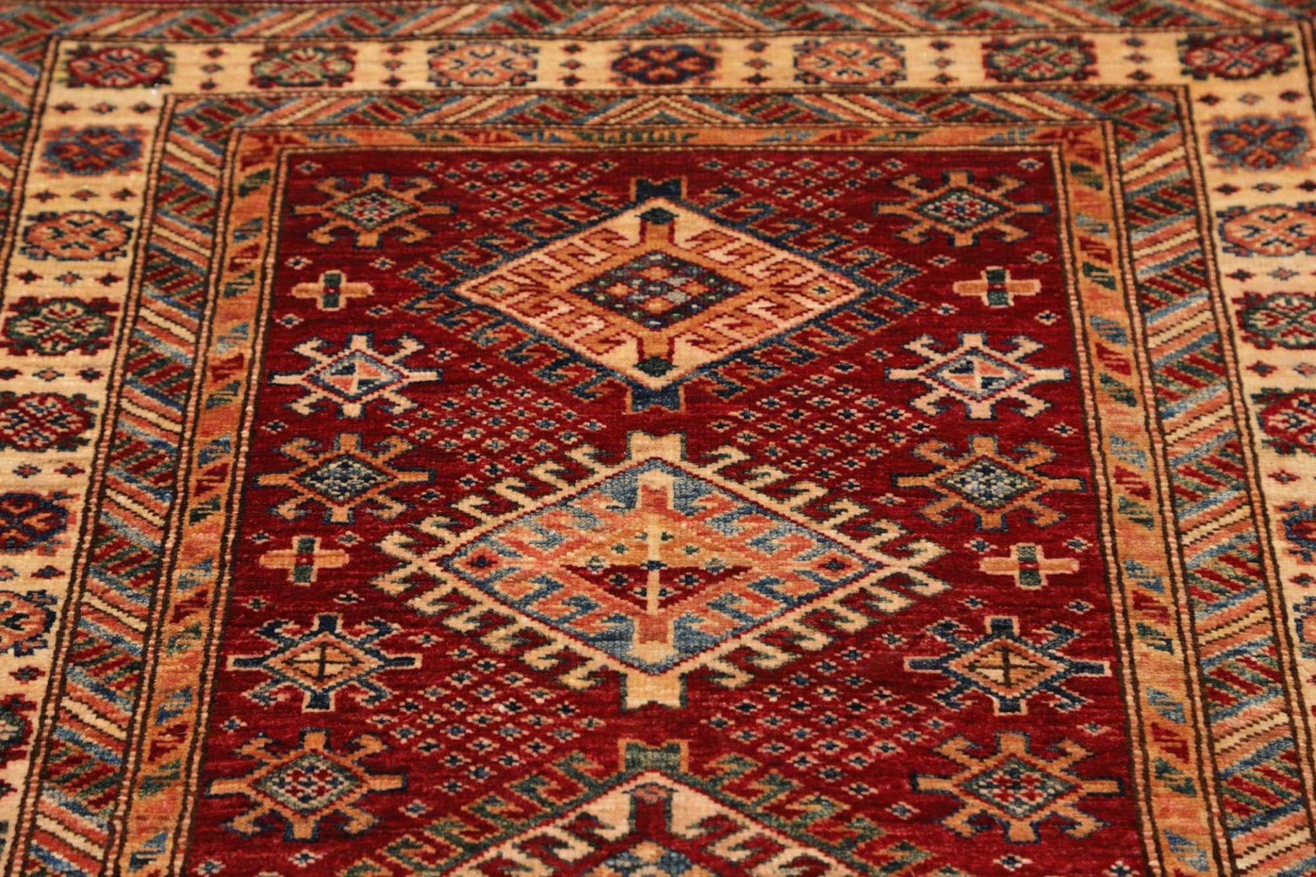 kazak-teppich-95-x-152-cm-geometrisches-muster-handgeknupft-7 Handgeknüpfter Kazak Orientteppich, 95 × 152 cm, Wolle