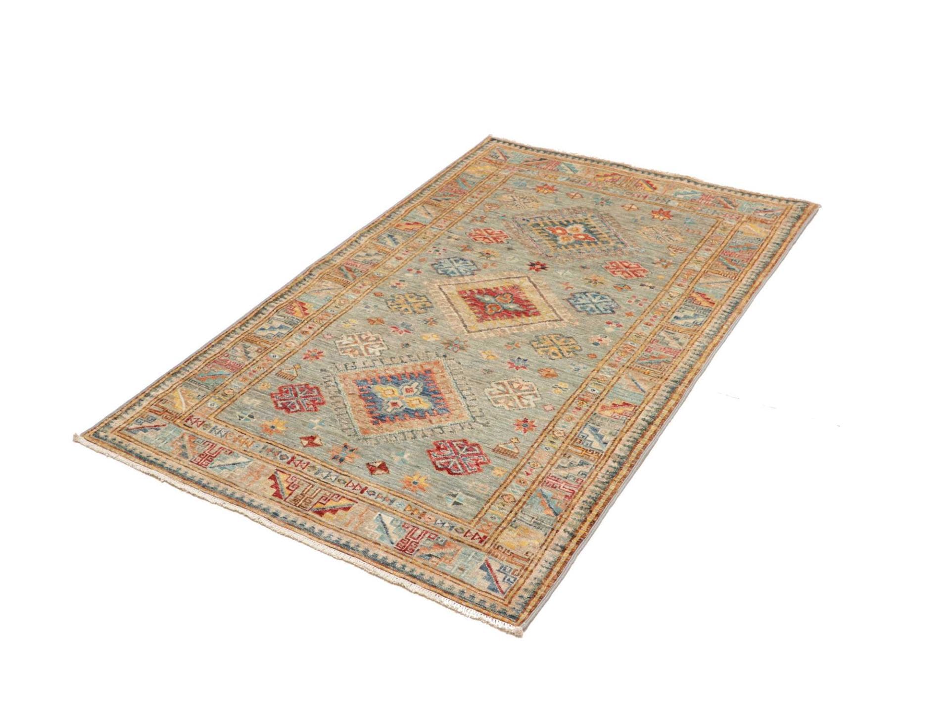 kazak-teppich-99-x-153cm-geometrisches-muster-handgeknupft-1 Kazak Orientteppich 99 × 153 cm aus Wolle, handgeknüpft