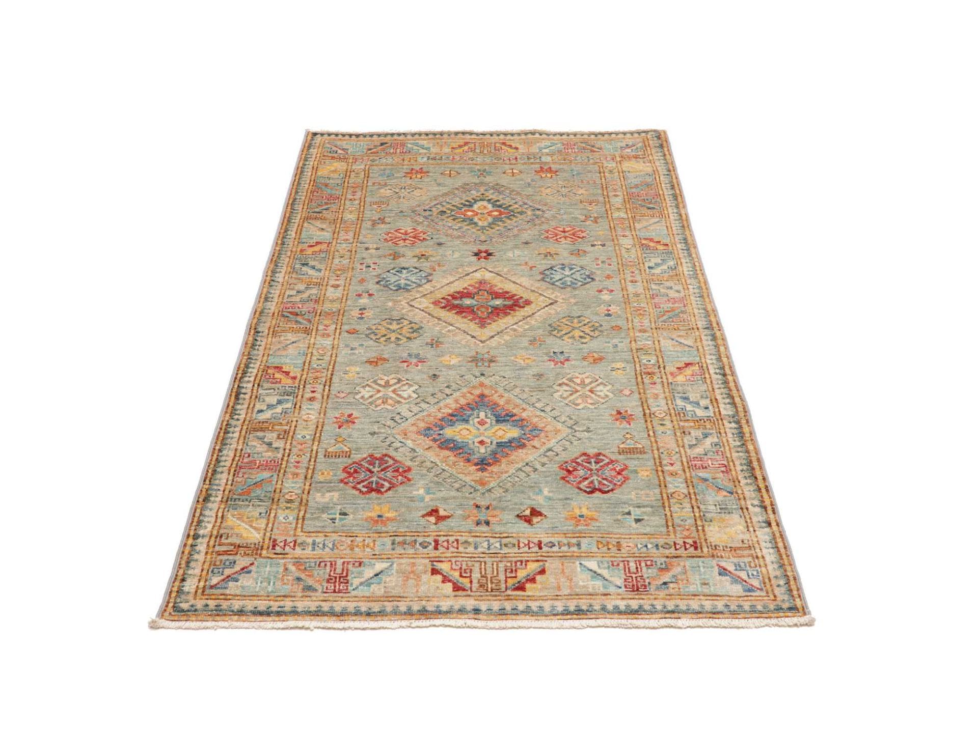 kazak-teppich-99-x-153cm-geometrisches-muster-handgeknupft-3 Kazak Orientteppich 99 × 153 cm aus Wolle, handgeknüpft