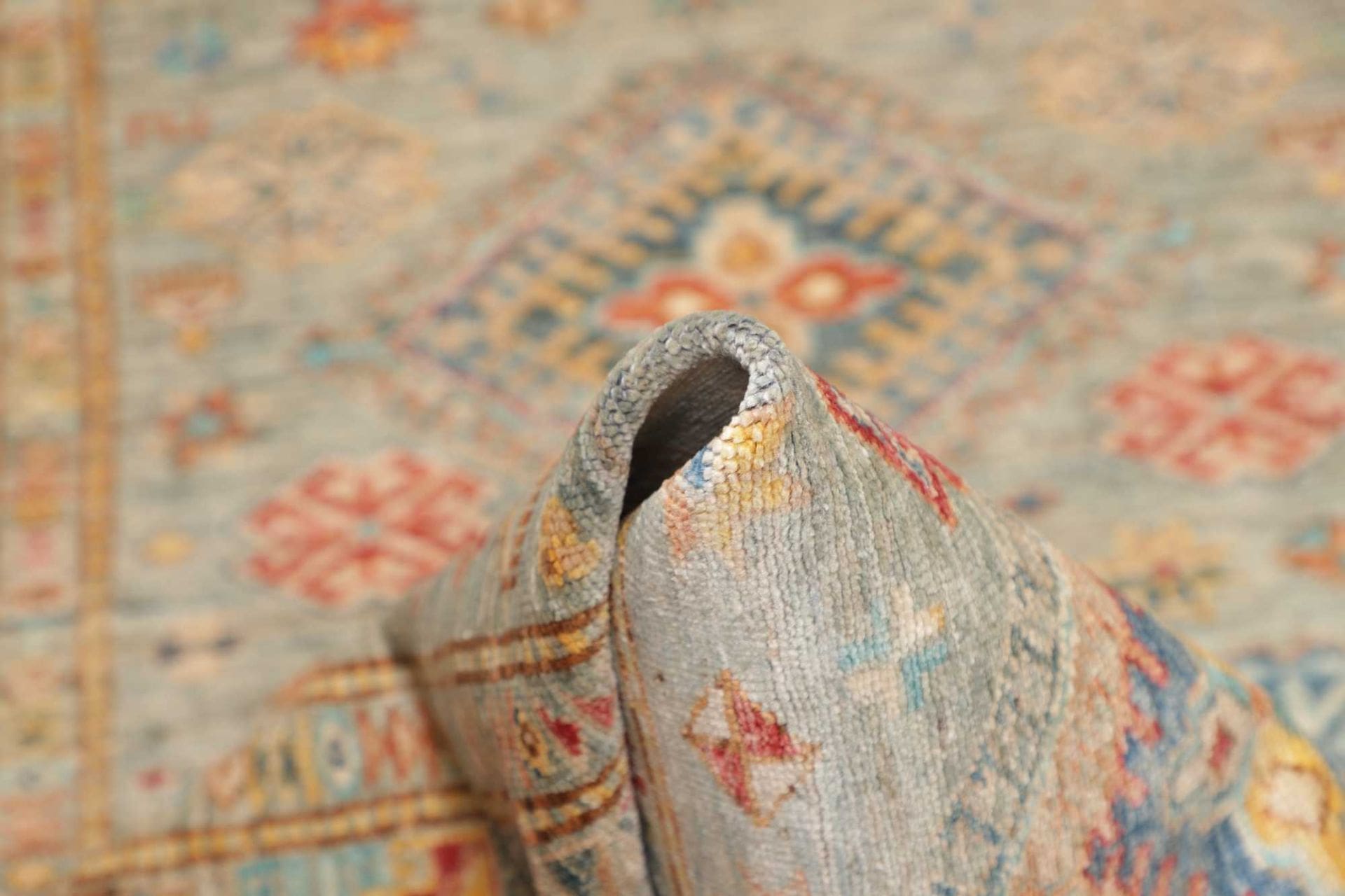 kazak-teppich-99-x-153cm-geometrisches-muster-handgeknupft-8 Kazak Orientteppich 99 × 153 cm aus Wolle, handgeknüpft