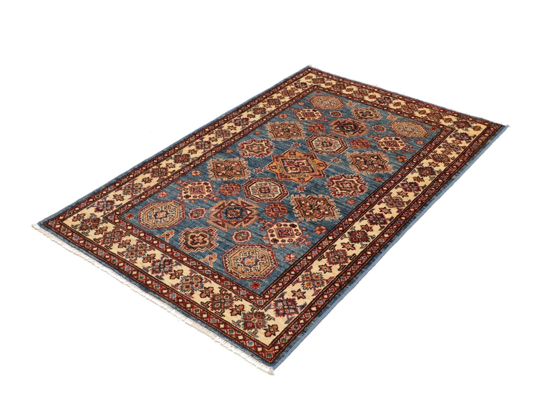 kazak-teppich-101-x-147-cm-geometrisches-muster-handgeknupft-1 Kazak Orientteppich 101 × 147 cm aus Wolle, handgeknüpft