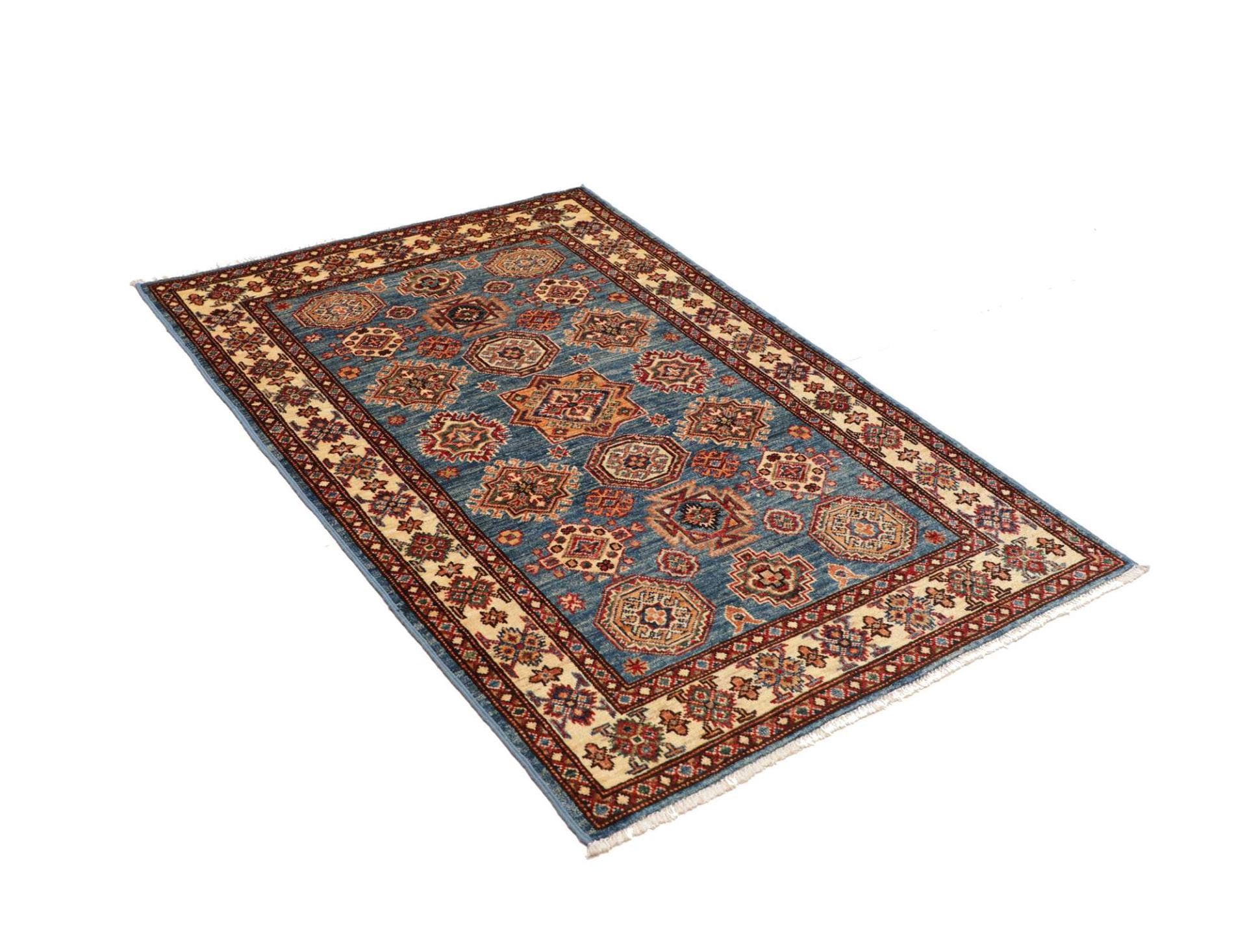 kazak-teppich-101-x-147-cm-geometrisches-muster-handgeknupft-2 Kazak Orientteppich 101 × 147 cm aus Wolle, handgeknüpft