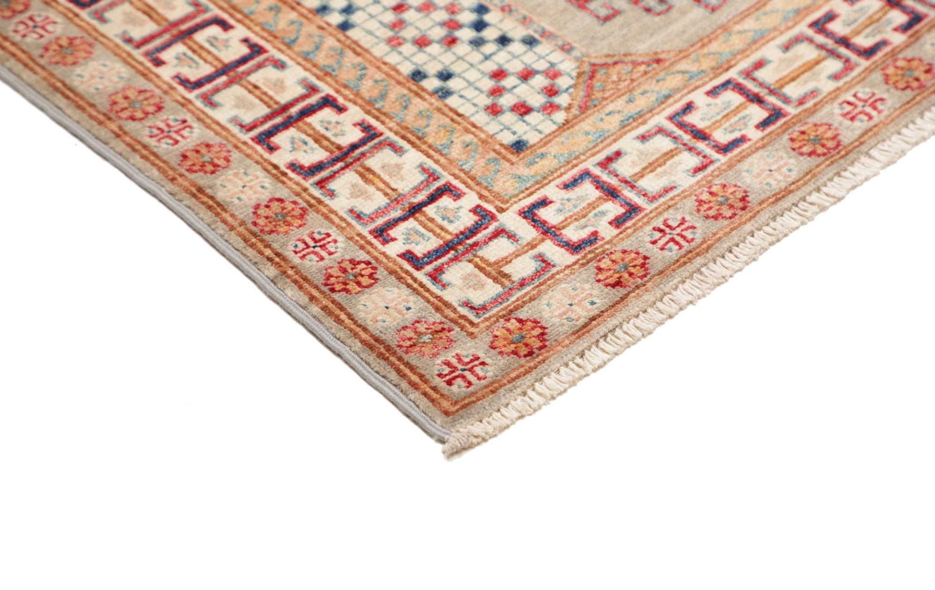 kazak-teppich-106-x-152-cm-geometrisches-muster-handgeknupft-4 Kazak Orientteppich aus Pakistan, 106 × 152 cm