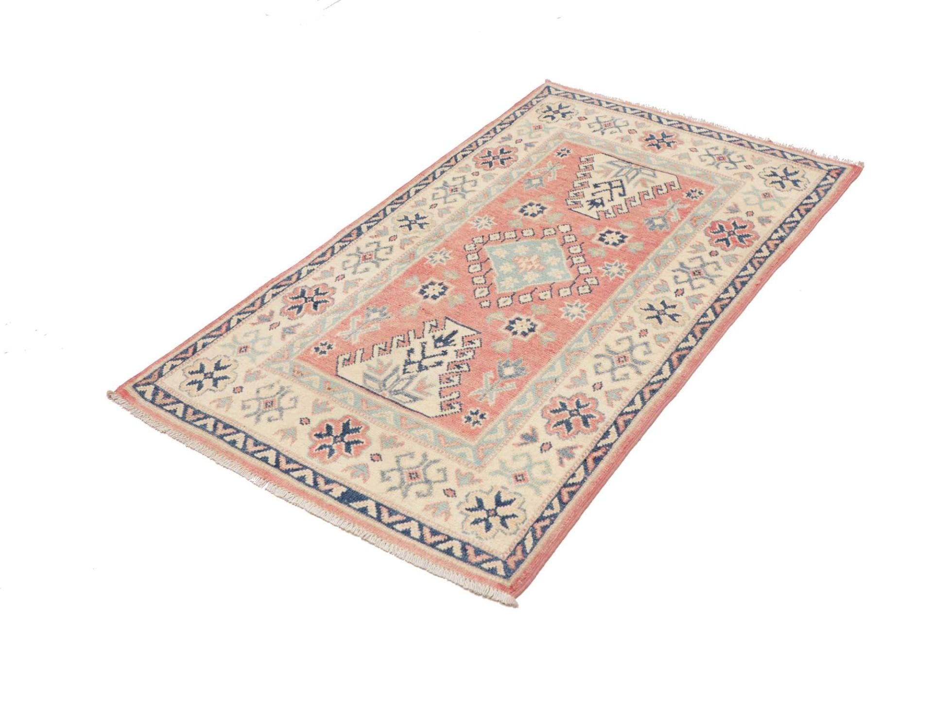 kazak-orientteppich-82-x-131-cm-geometrisches-muster-handgeknupft-1 Handgeknüpfter Kazak Orientteppich, 82 × 131 cm, Wolle