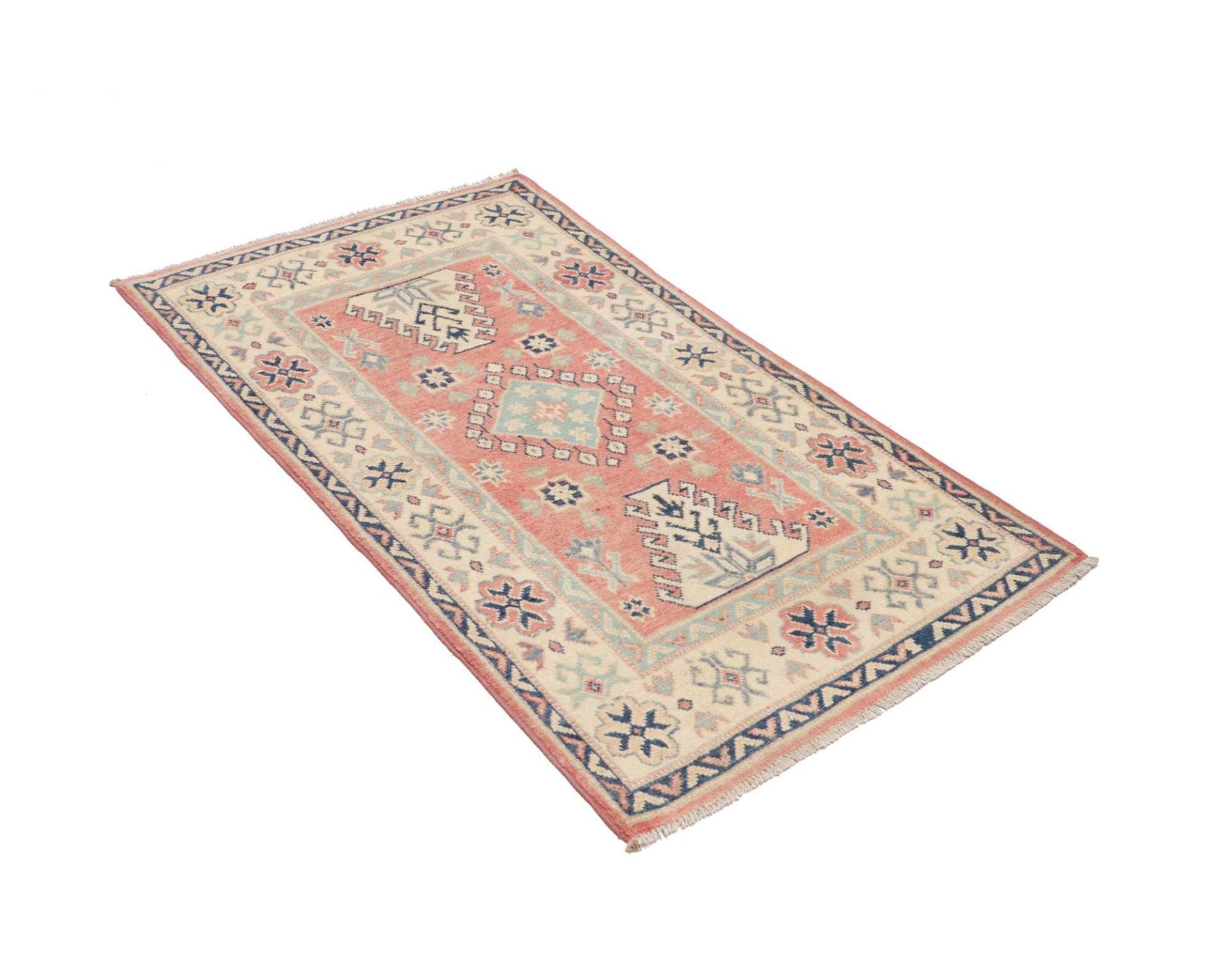 kazak-orientteppich-82-x-131-cm-geometrisches-muster-handgeknupft-2 Handgeknüpfter Kazak Orientteppich, 82 × 131 cm, Wolle