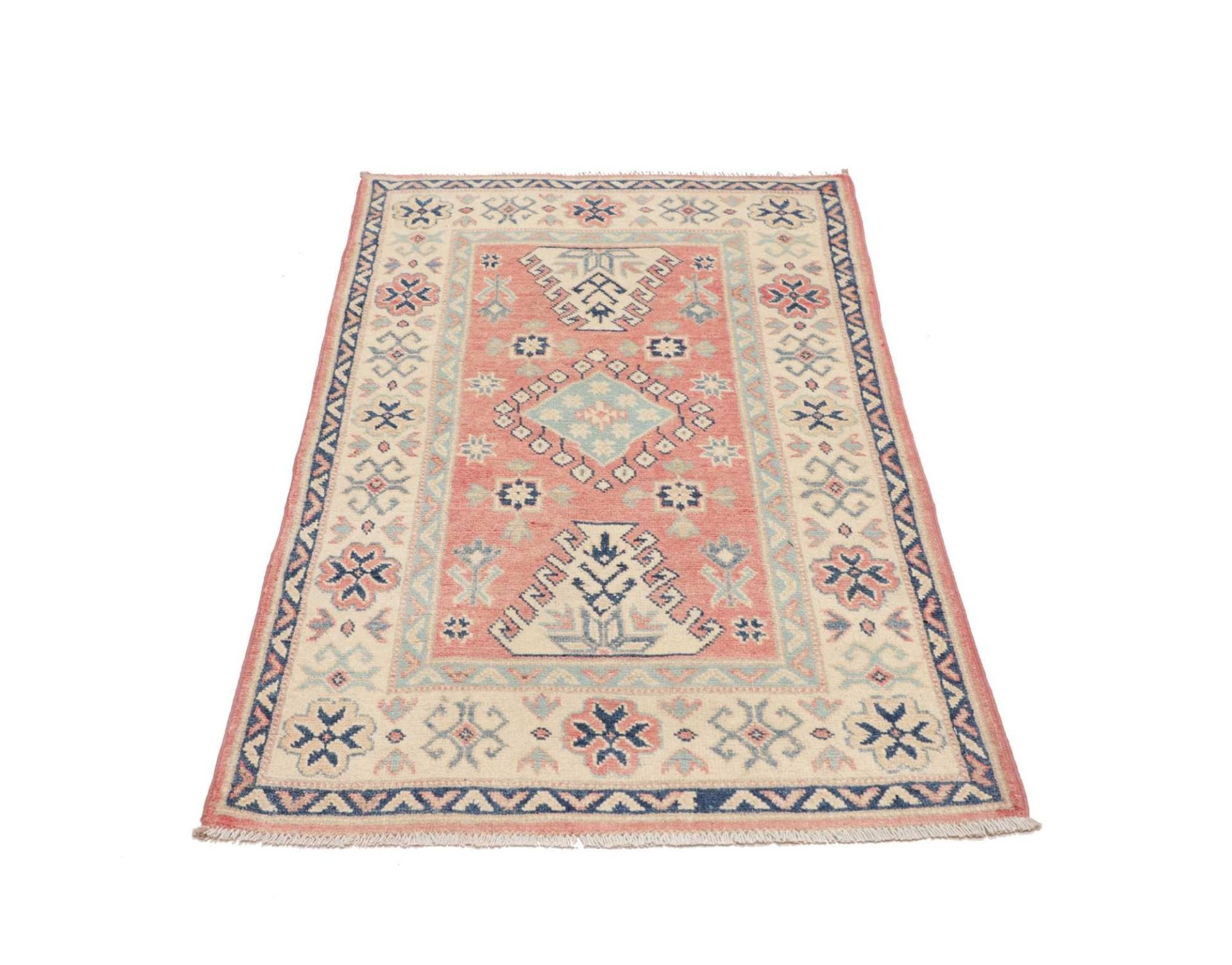 kazak-orientteppich-82-x-131-cm-geometrisches-muster-handgeknupft-3 Handgeknüpfter Kazak Orientteppich, 82 × 131 cm, Wolle