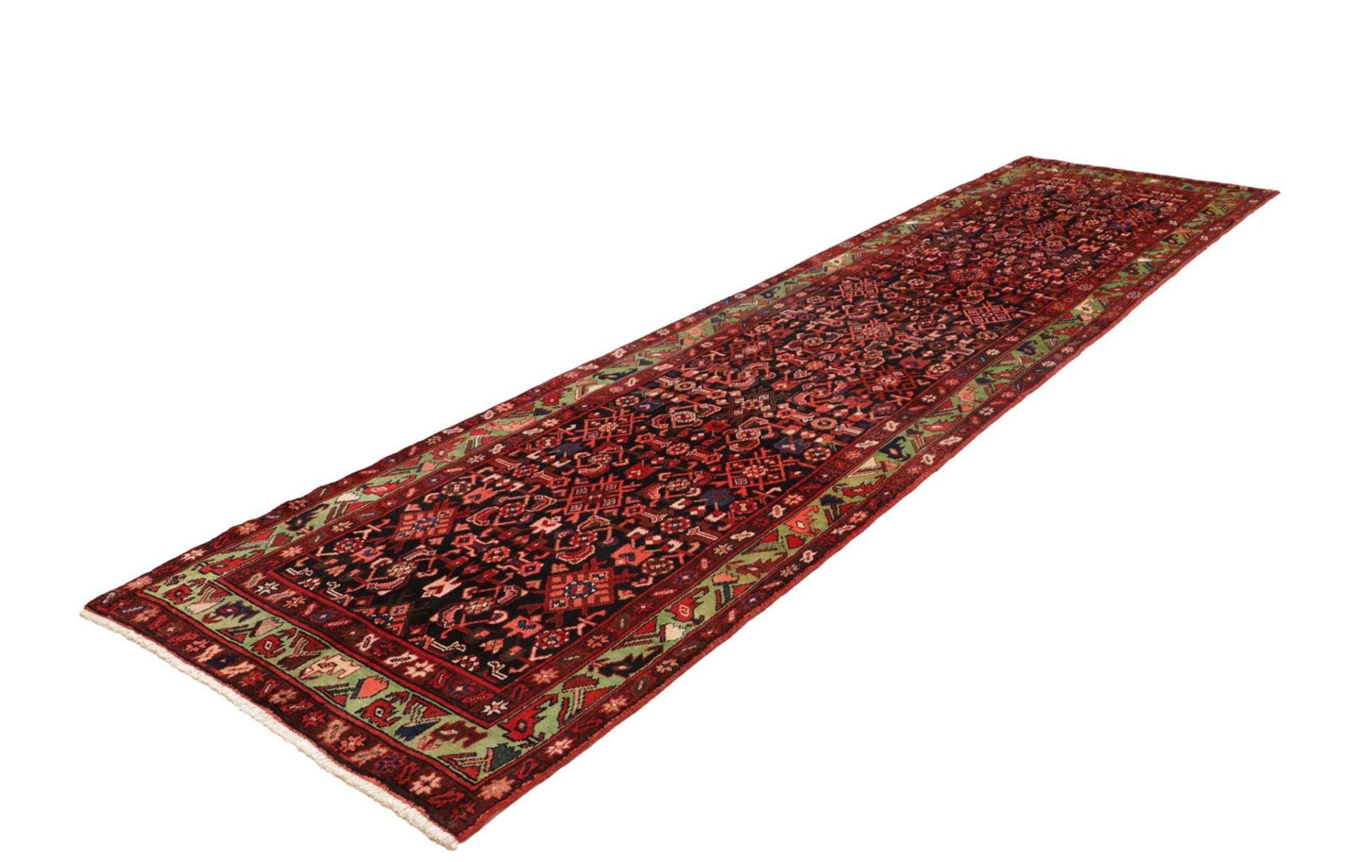Handgeknüpfter Hamadan Perserteppich, 118 × 426 cm, Wolle