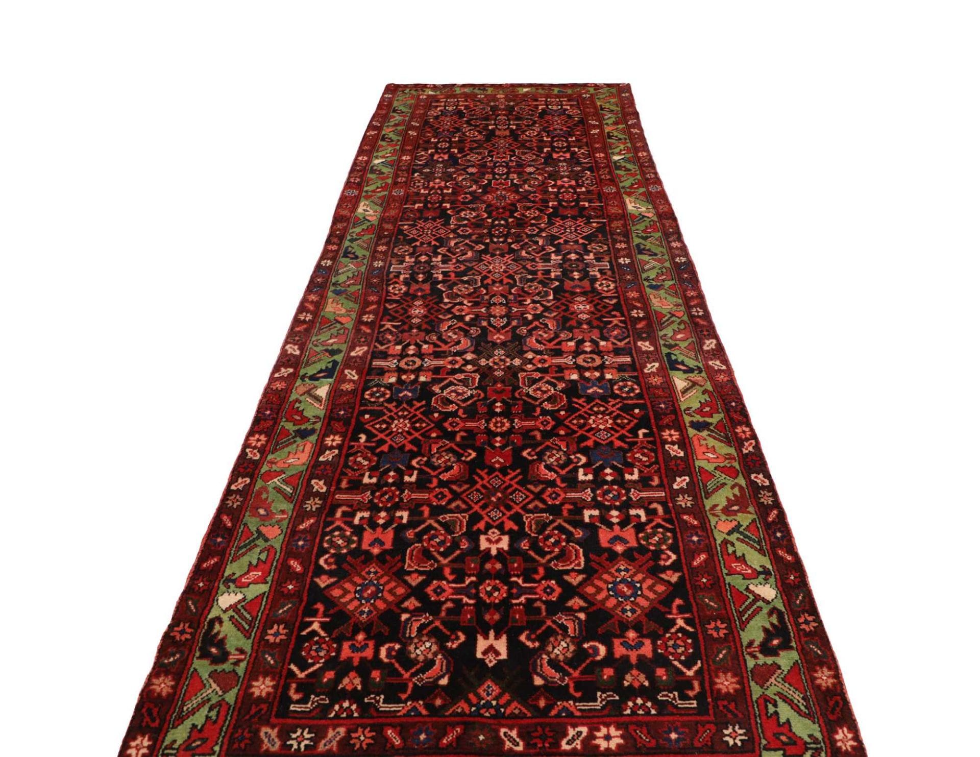 Handgeknüpfter Hamadan Perserteppich, 118 × 426 cm, Wolle