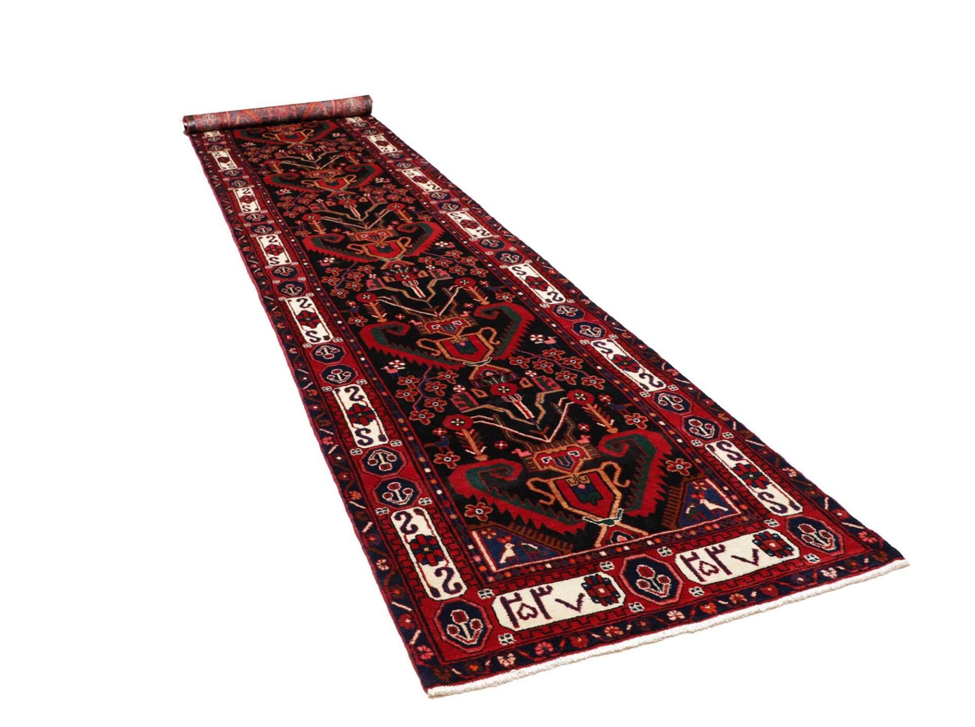 hamadan-teppich-105-x-477cm-schurwolle-herati-muster-handgeknupft-2 Hamadan Herati Perserteppich aus Iran, 105 × 477 cm
